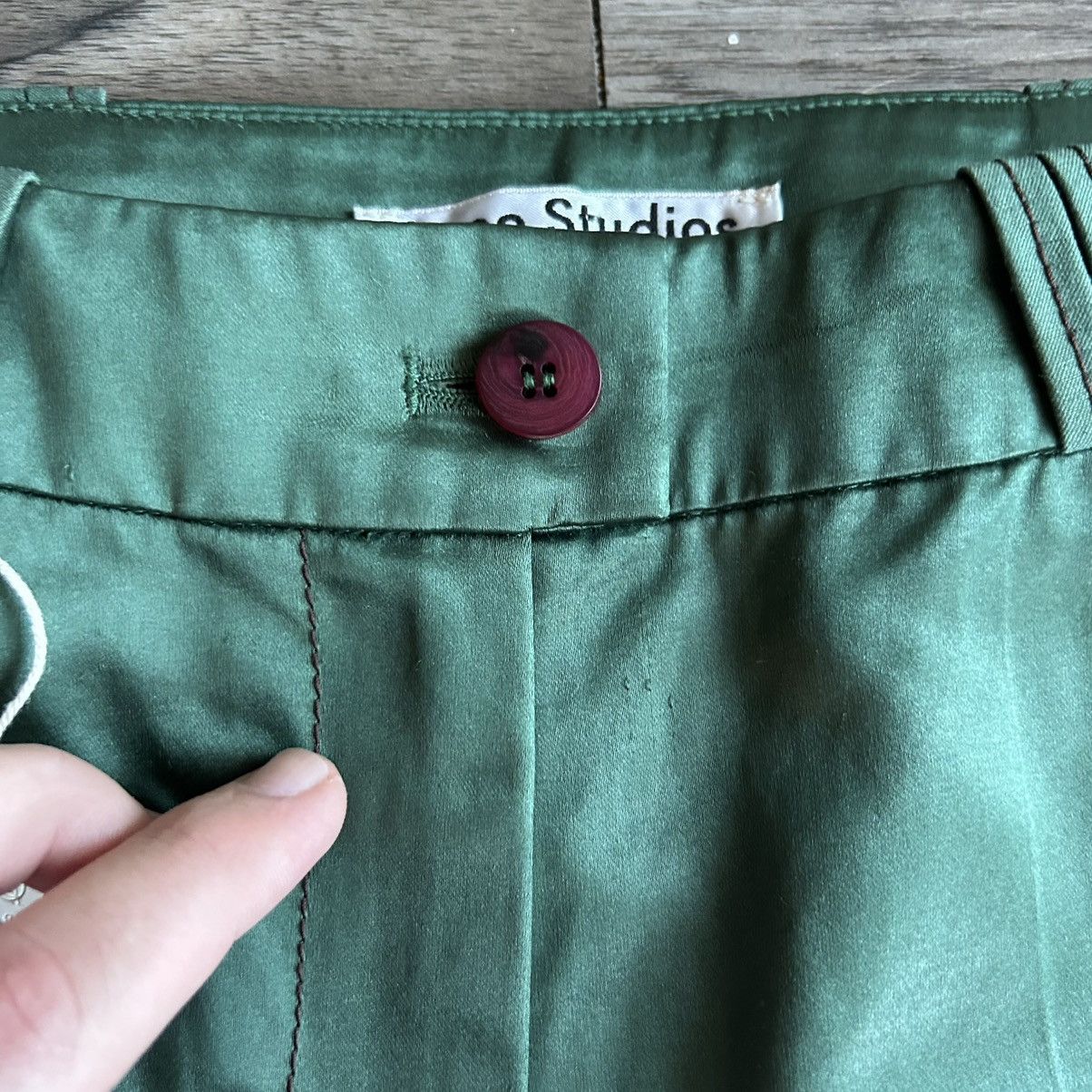 Acne Studios Acne Studios Dark Green Satin Slacks 28/30 Size 28" / US 6 / IT 42 - 4 Thumbnail