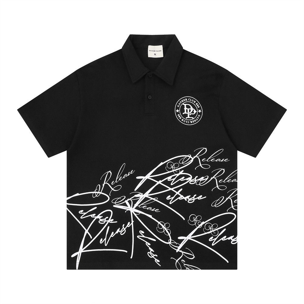 Japanese Brand Men's Vibe Hip Hop Graffiti Print Short-Sleeve Polo Shirt Size US M / EU 48-50 / 2 - 1 Thumbnail