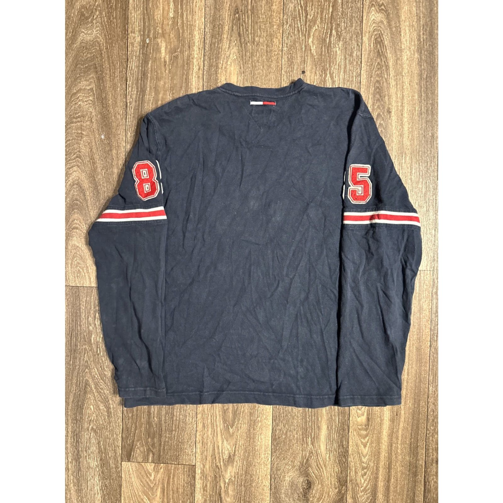Tommy Hilfiger VINTAGE Tommy Hilfiger T-Shirt Long Sleeve V-Neck Navy Blue Large Men Mens Size US L / EU 52-54 / 3 - 6 Thumbnail