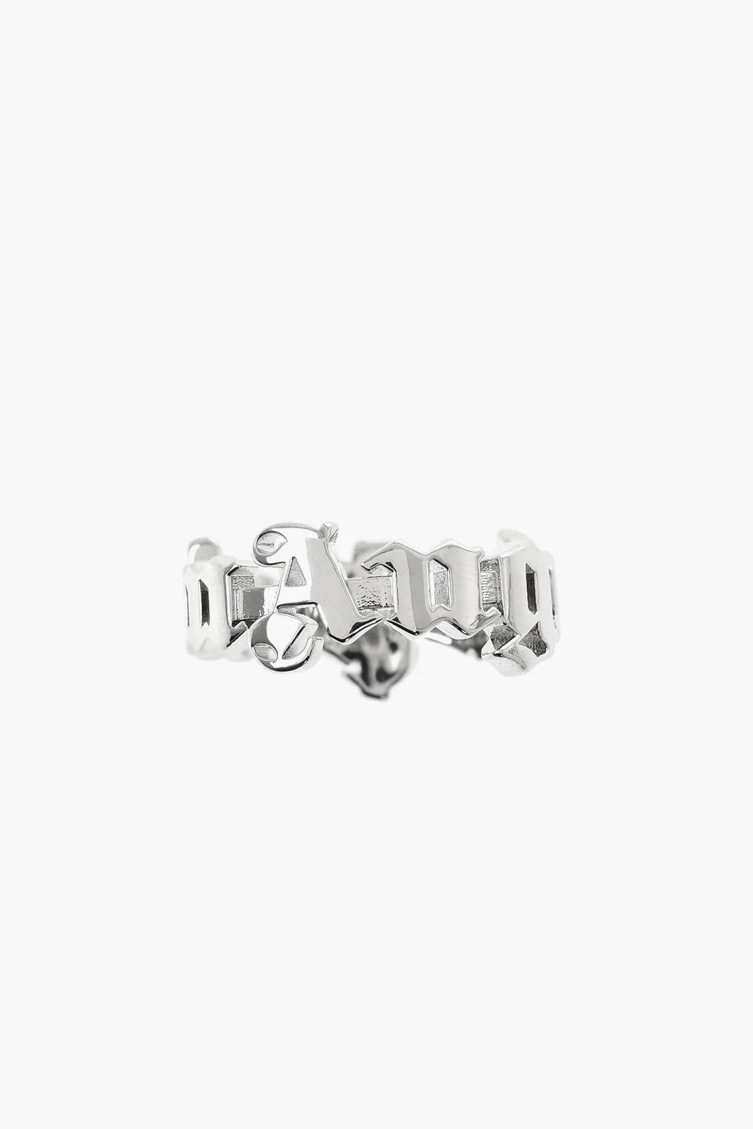 Palm Angels og1mm0326 Size: 58 / Silver-Effect Logo Ring in Sliver Size ONE SIZE - 2 Thumbnail