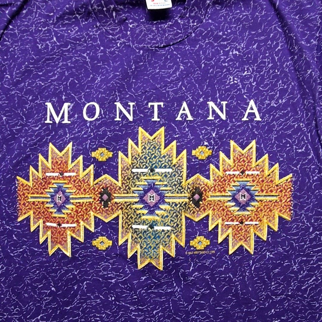 Jerzees Vintage Montana Tee Purple Southwestern Large AOP L Tee 90s Size US L / EU 52-54 / 3 - 2 Thumbnail