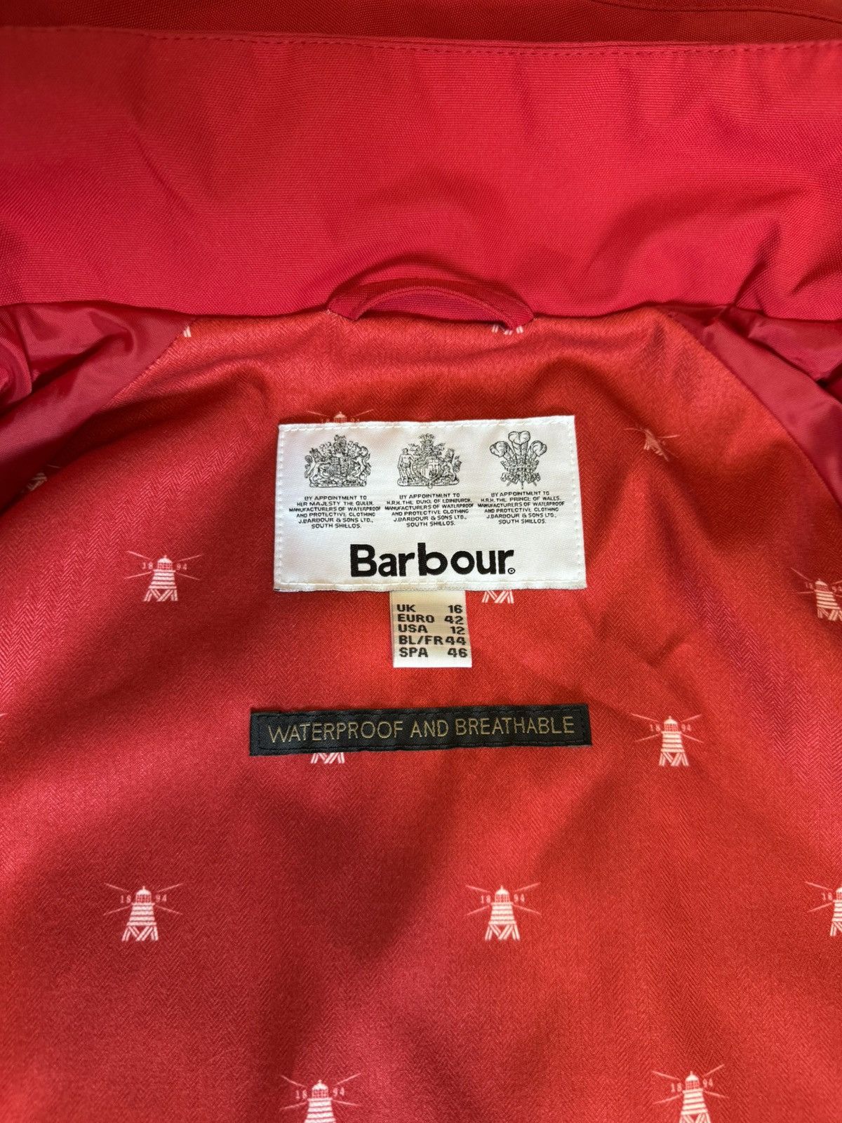 Barbour Barbour Women Parka Waterproof Mainlander Jacket Red Hooded Size XL / US 12-14 / IT 48-50 - 11 Thumbnail
