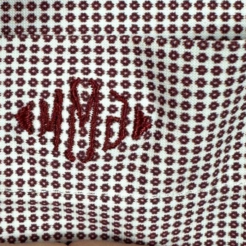 Vintage J. Hilburn Shirt Button Up Mens 3XL Maroon White Geometric Long Sleeve Casual Size US XXL / EU 58 / 5 - 6 Thumbnail