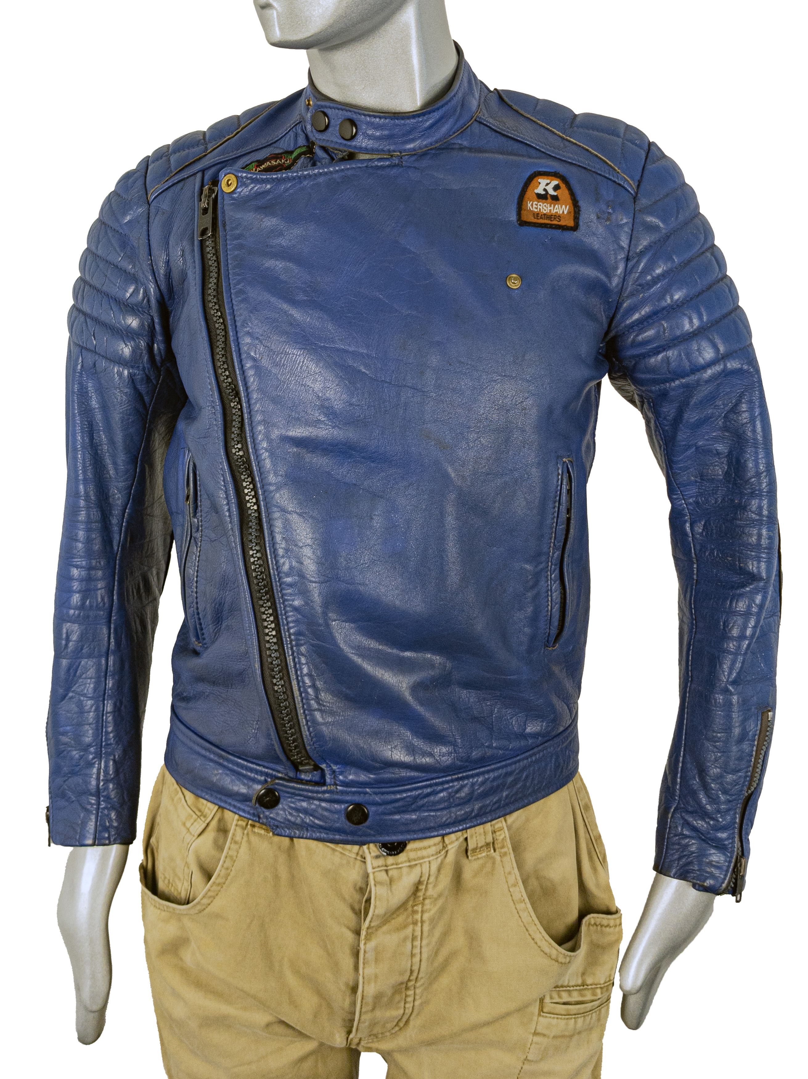 Vintage Vintage 70s Kershaw Blue Leather Motorcycle Biker Jacket Size US XS / EU 42 / 0 - 7 Thumbnail