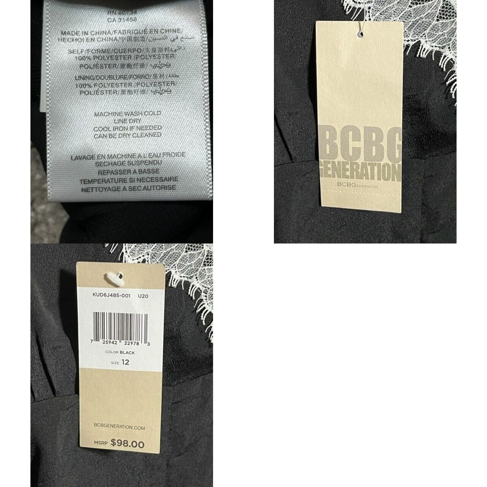 BCBGeneration BCBGGeneration Slip Dress 12 Dark Coquette Romantic Chic Mini Clubwear Y2K Hoco Dress Sleeveless Spaghetti V-Neck Lace Black Size XL / US 12-14 / IT 48-50 - 8 Thumbnail