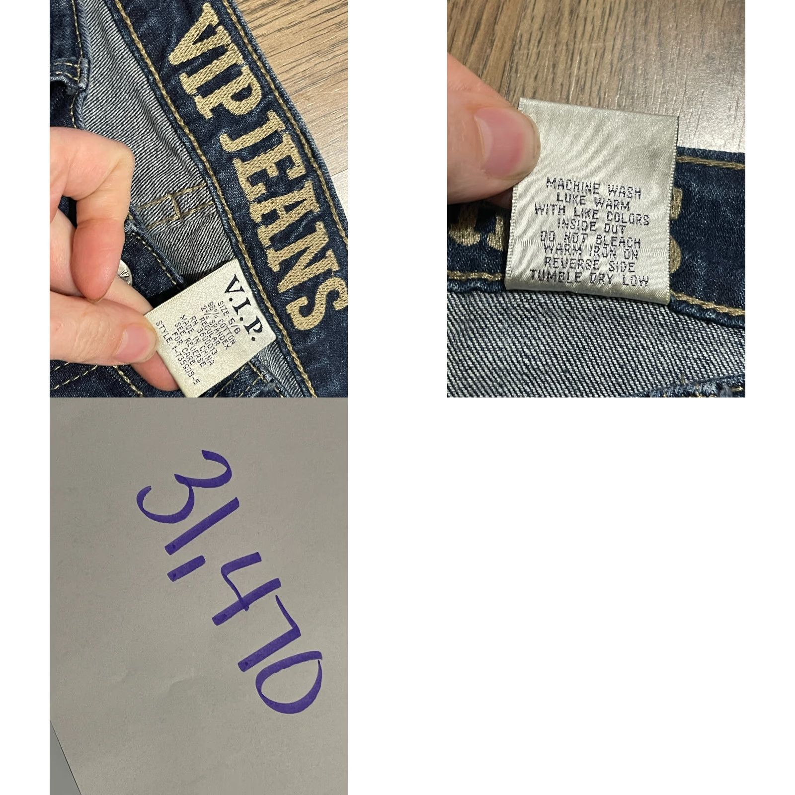 Vintage VIP Jeans Womens Jeans, 5/6, Blue Denim, Distressed, Straight Leg, Pockets, 30in Inseam, Regular Fit, Junior Size Size 27" / US 4 / IT 40 - 8 Thumbnail
