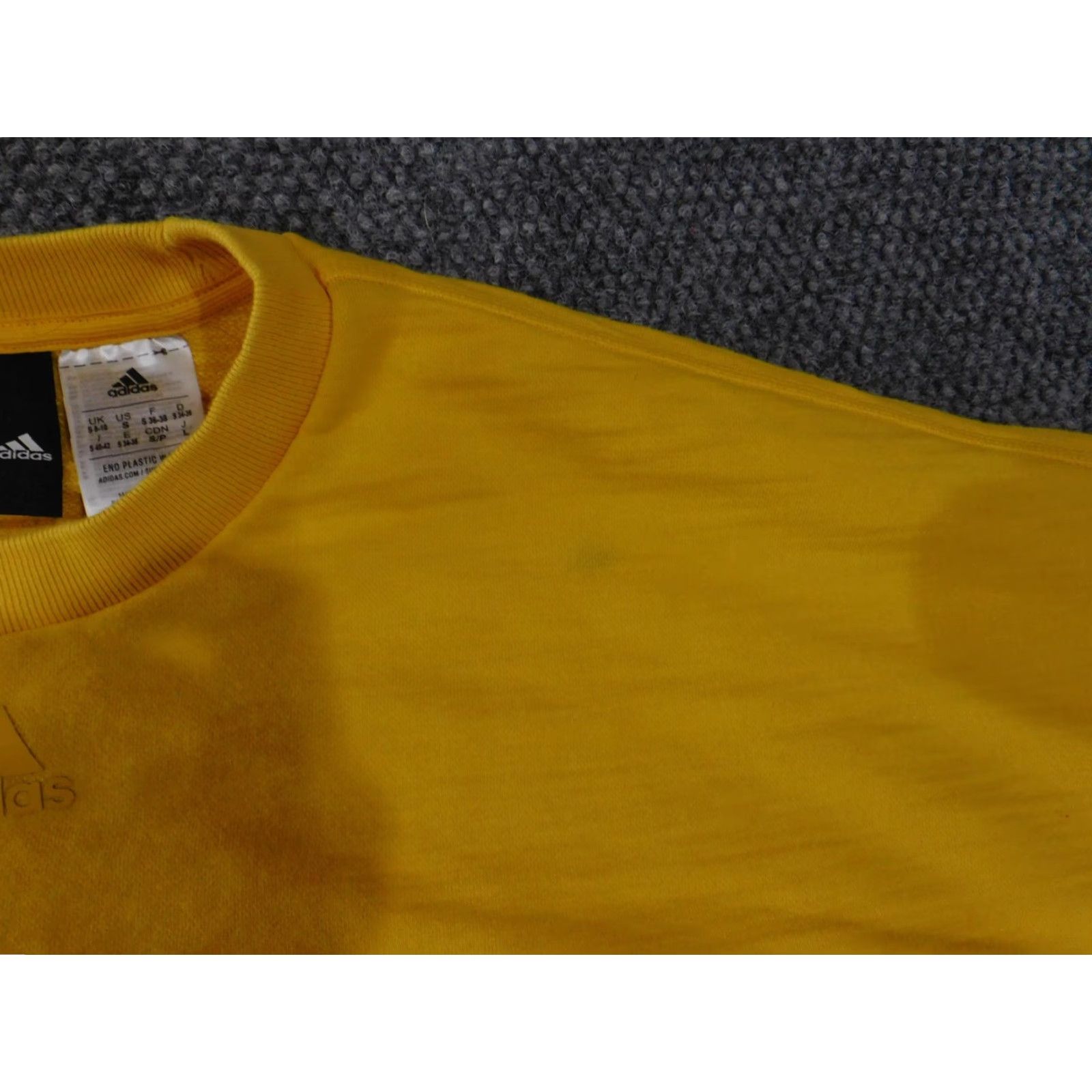 Adidas Adidas Sweatshirt Womens Small Yellow Cropped 3-Stripes Drawstring Crewneck Size S / US 4 / IT 40 - 5 Thumbnail