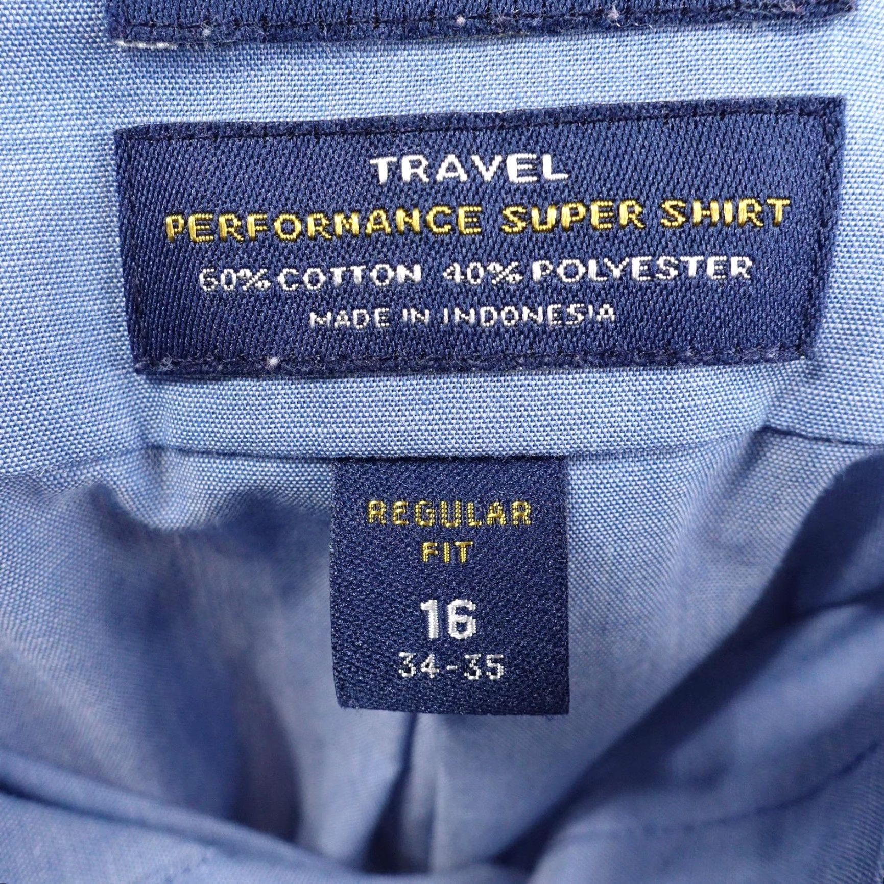 Stafford Stafford Dress Shirt Mens 16 34/35 Blue Regular Fit Travel Performance Super Shirt Top Cuff Barrel Pocket Size 42R - 7 Thumbnail