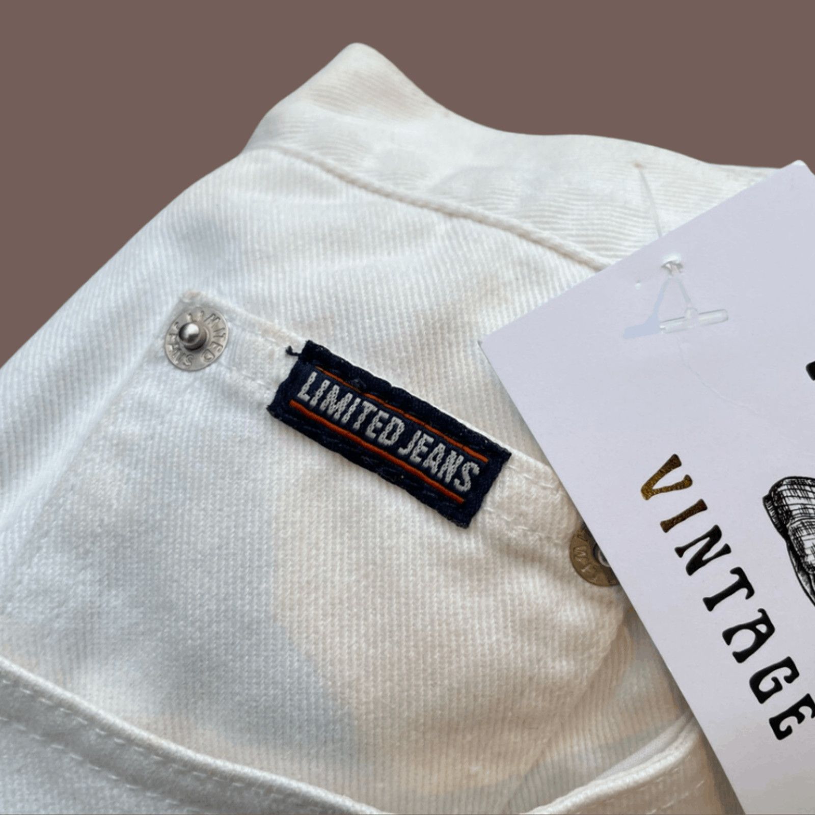 Vintage VTG Mini Skirt | Limited Jeans Lace-Up White | Y2K Retro Size 36" / US 14 / IT 50 - 2 Thumbnail