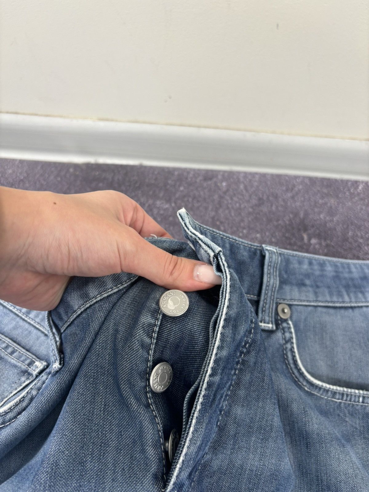 Armani Armani Collezioni Y2K Faded Blue Denim Hype Baggy Jeans Size US 40 / EU 56 - 17 Thumbnail