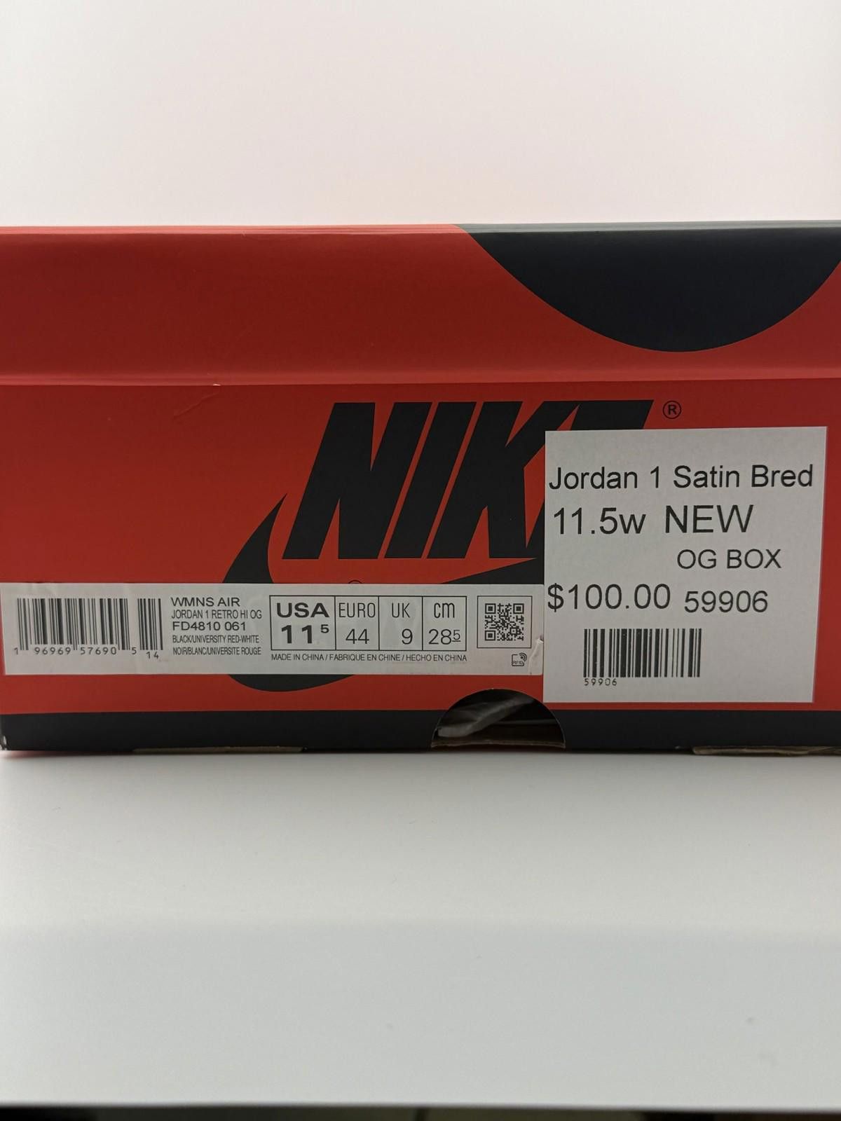 Nike Jordan 1 Satin Bred 11.5W New Size US 11.5 / IT 41.5 - 9 Thumbnail