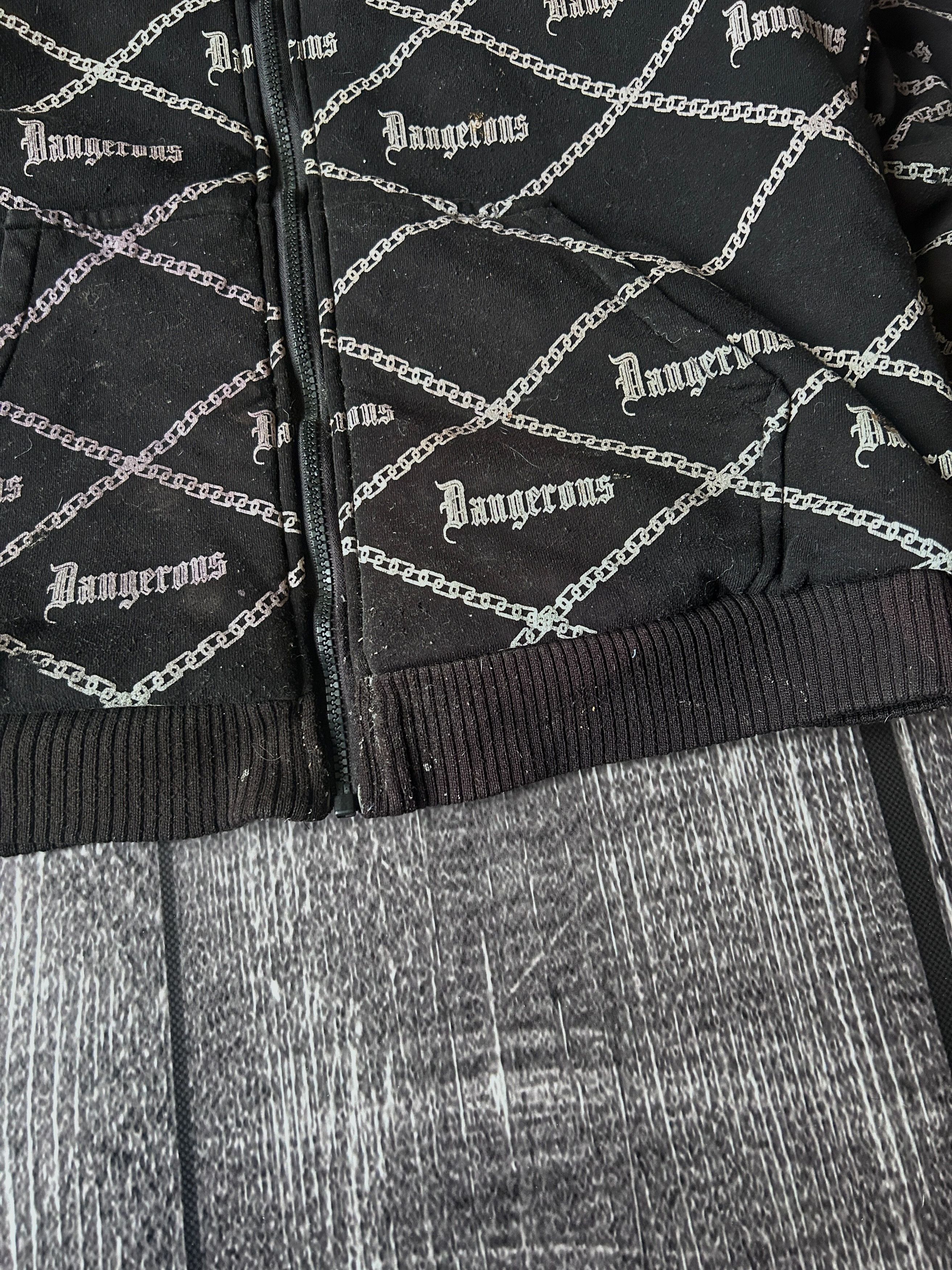Vintage Dangerous Black All Over Print Sherpa Lined Zip Hoodie Size US M / EU 48-50 / 2 - 9 Thumbnail