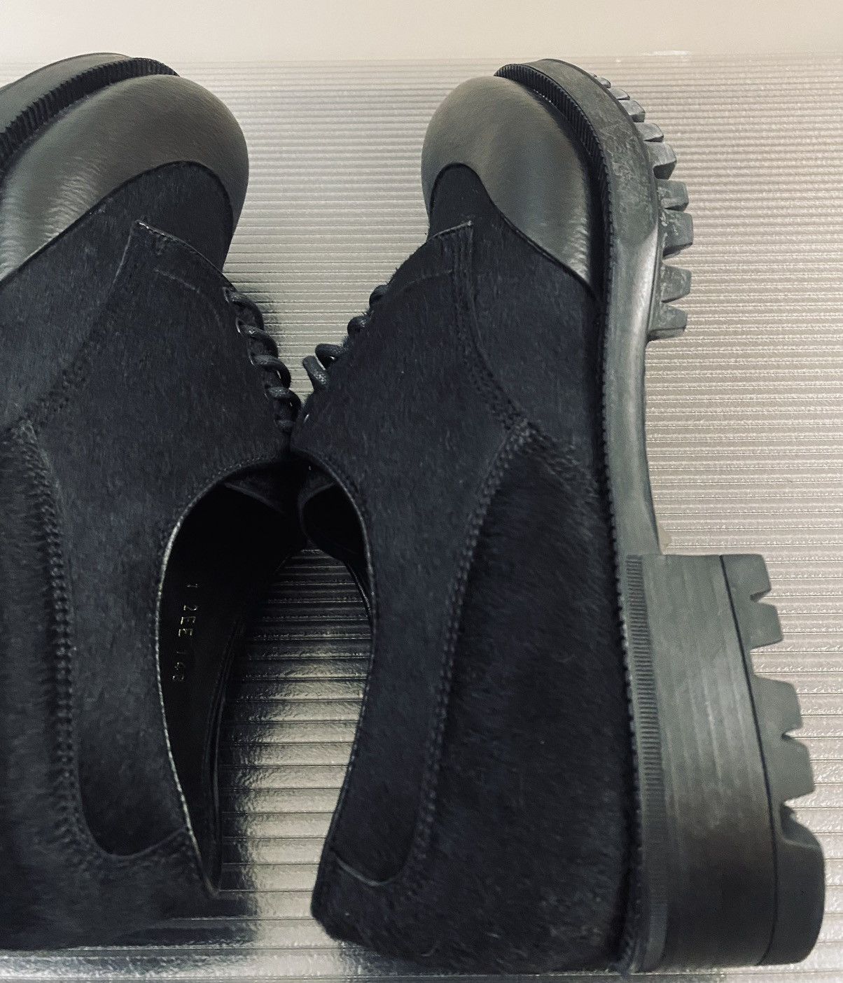 Prada Prada 🇮🇹 Nero NZ Brushed Pony Hair Rubber Dip Toe Derby 9 NEW Size US 8 / EU 41 - 9 Thumbnail