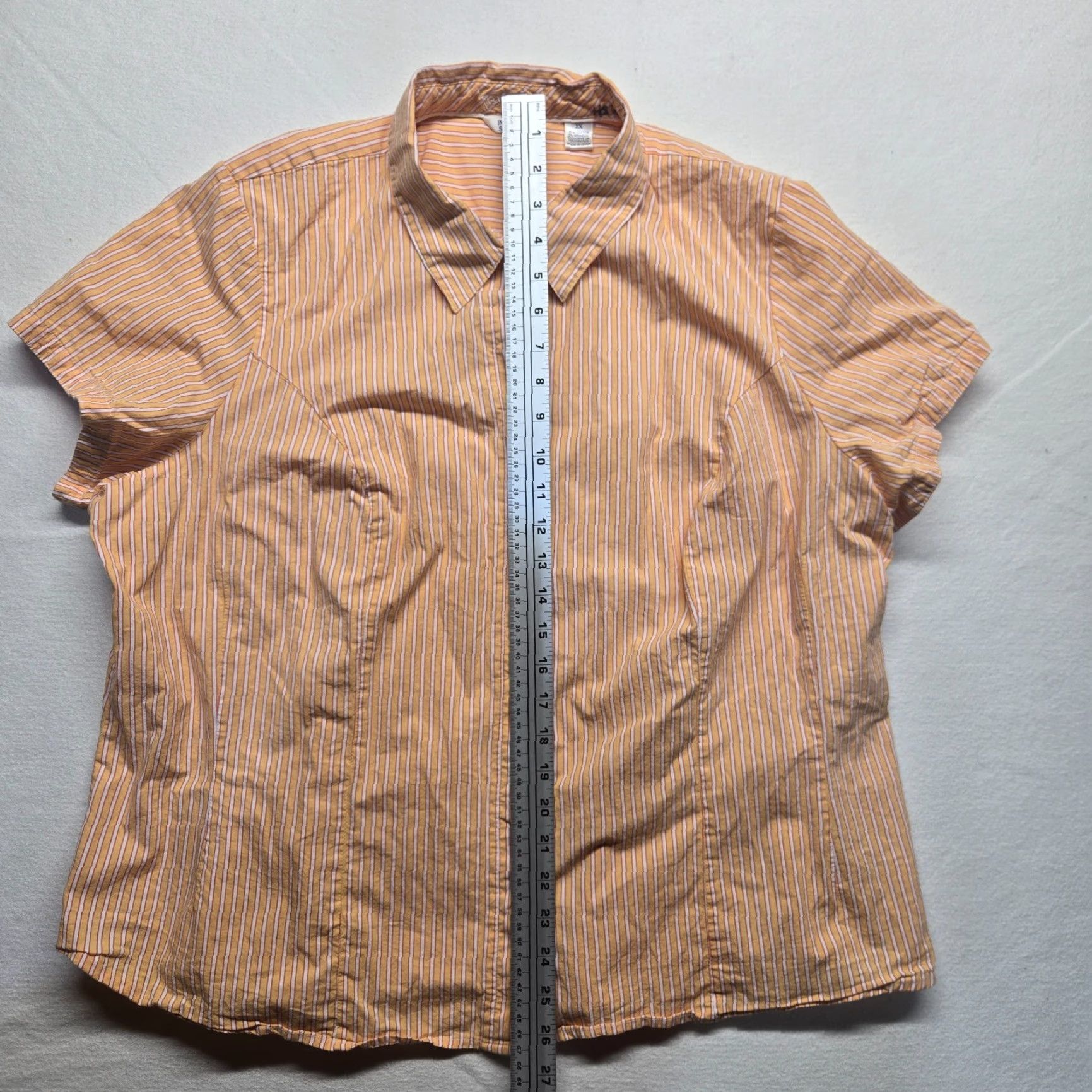 Vintage Riders Shirt Button-Up Short Sleeve Orange Stripe 2X Womens Casual Shirt Size XXL / US 16-18 / IT 52-54 - 6 Thumbnail