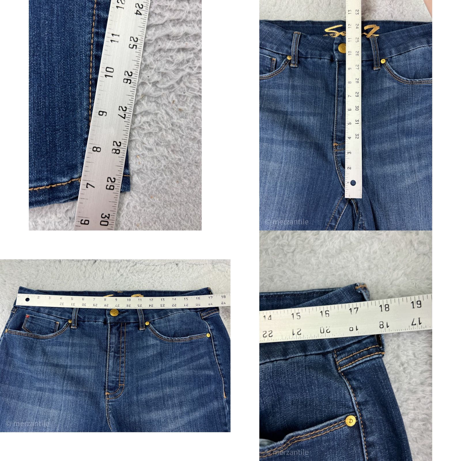 7 For All Mankind 7 For All Mankind Jeans Womens 16 Blue High Rise Skinny Embroidered Cotton Blend Size 38" / US 16 / IT 52 - 9 Thumbnail