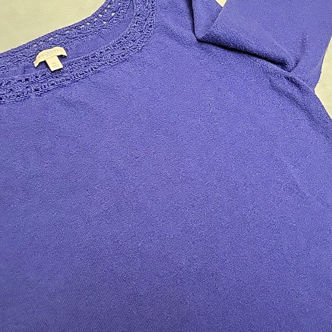 Talbots Talbots Knit Top Purple 3/4 Sleeve Crochet Lace Neckline XL Womens Pullover Casual Solid Knit 90s, Classic, American Womens XL Purple Talbots Knit Top Size XL / US 12-14 / IT 48-50 - 5 Thumbnail