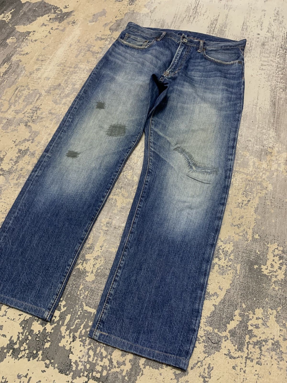 Japanese Brand GU Archive Style Distressed Japanese Denim Straight Jeans Size US 34 / EU 50 - 3 Thumbnail