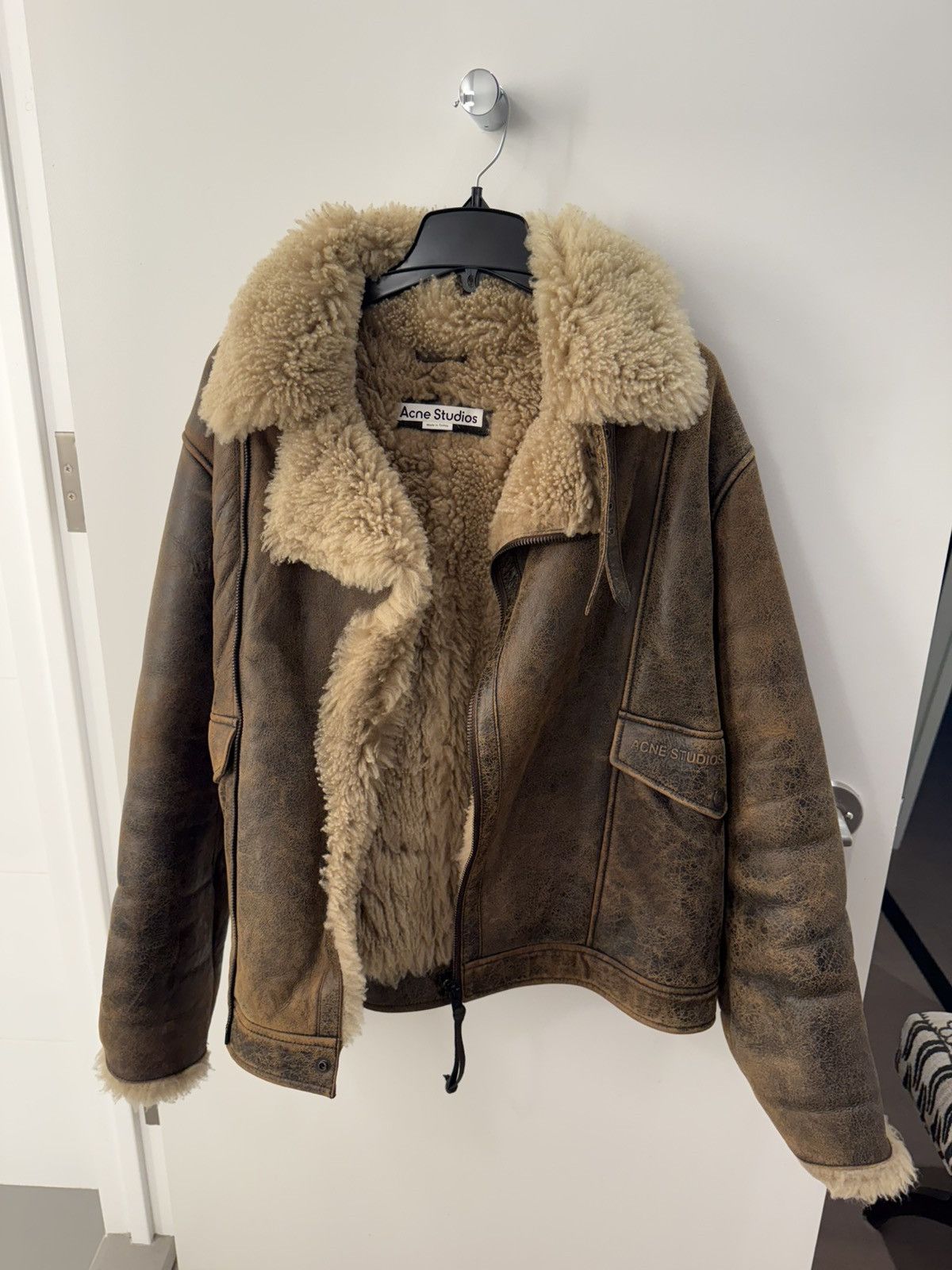 Acne Studios Acne Studios shearling leather jacket fur trim size
