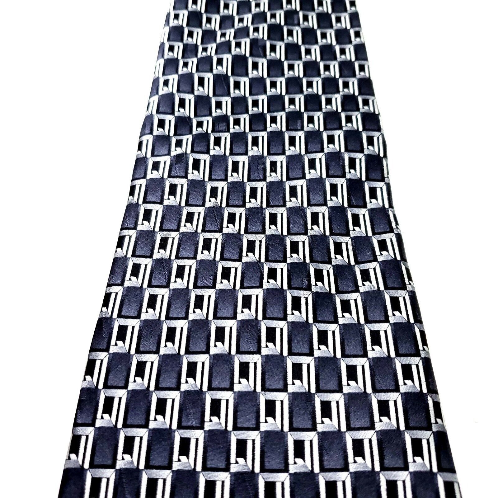 Pierre Cardin Pierre Cardin Silk Tie Gray Geometric Print Short Wide Size ONE SIZE - 2 Thumbnail