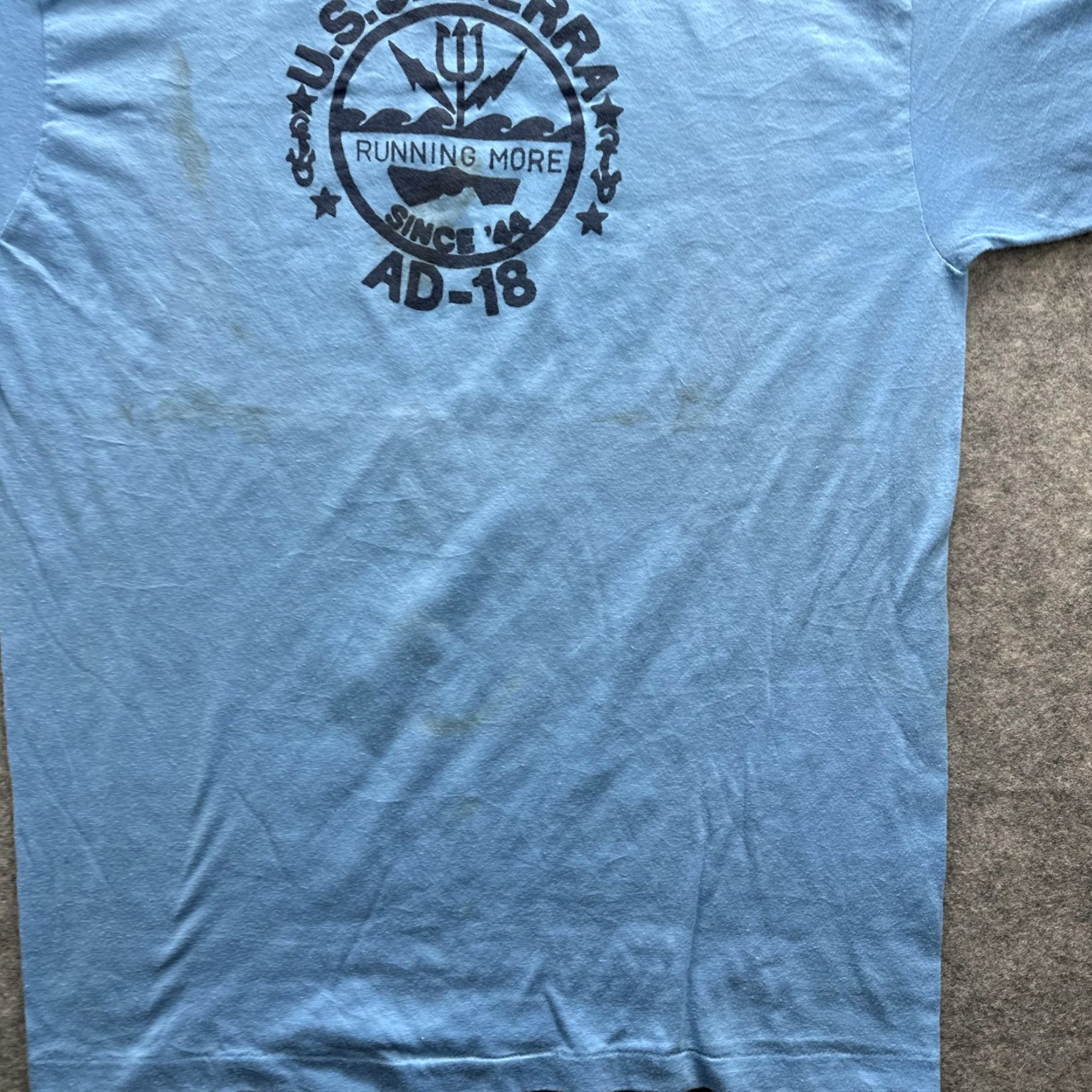 Hanes VINTAGE Hanes Fifty-Fifty USS Sierra Shirt Mens Large Blue Graphic 80s Navy Ship Crew Neck Short Sleeve Size US L / EU 52-54 / 3 - 4 Thumbnail