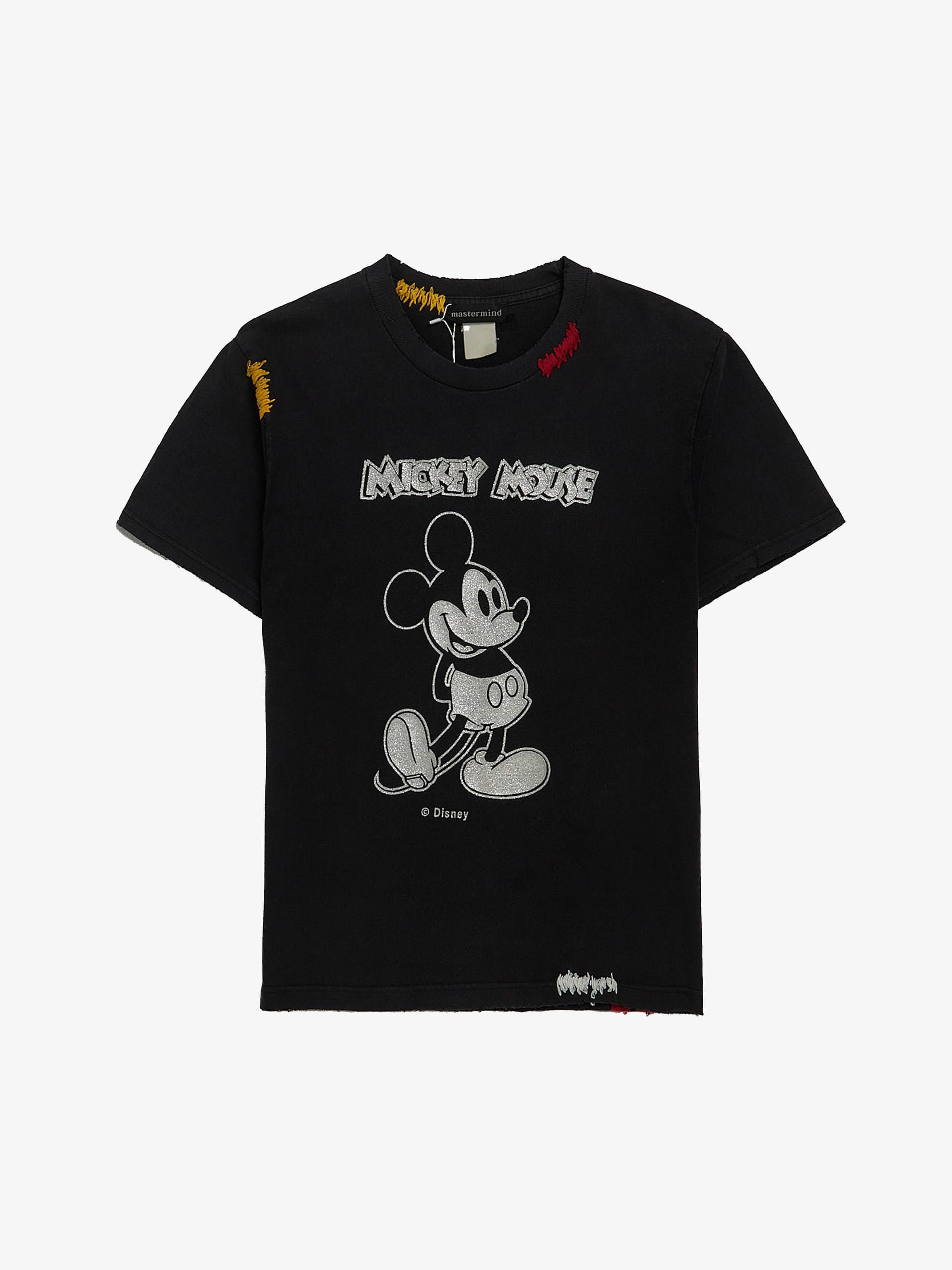 Mastermind World Black Destroyed Mickey Mouse Pritned Glitter Cotton T-shirt Size US M / EU 48-50 / 2 - 1 Thumbnail