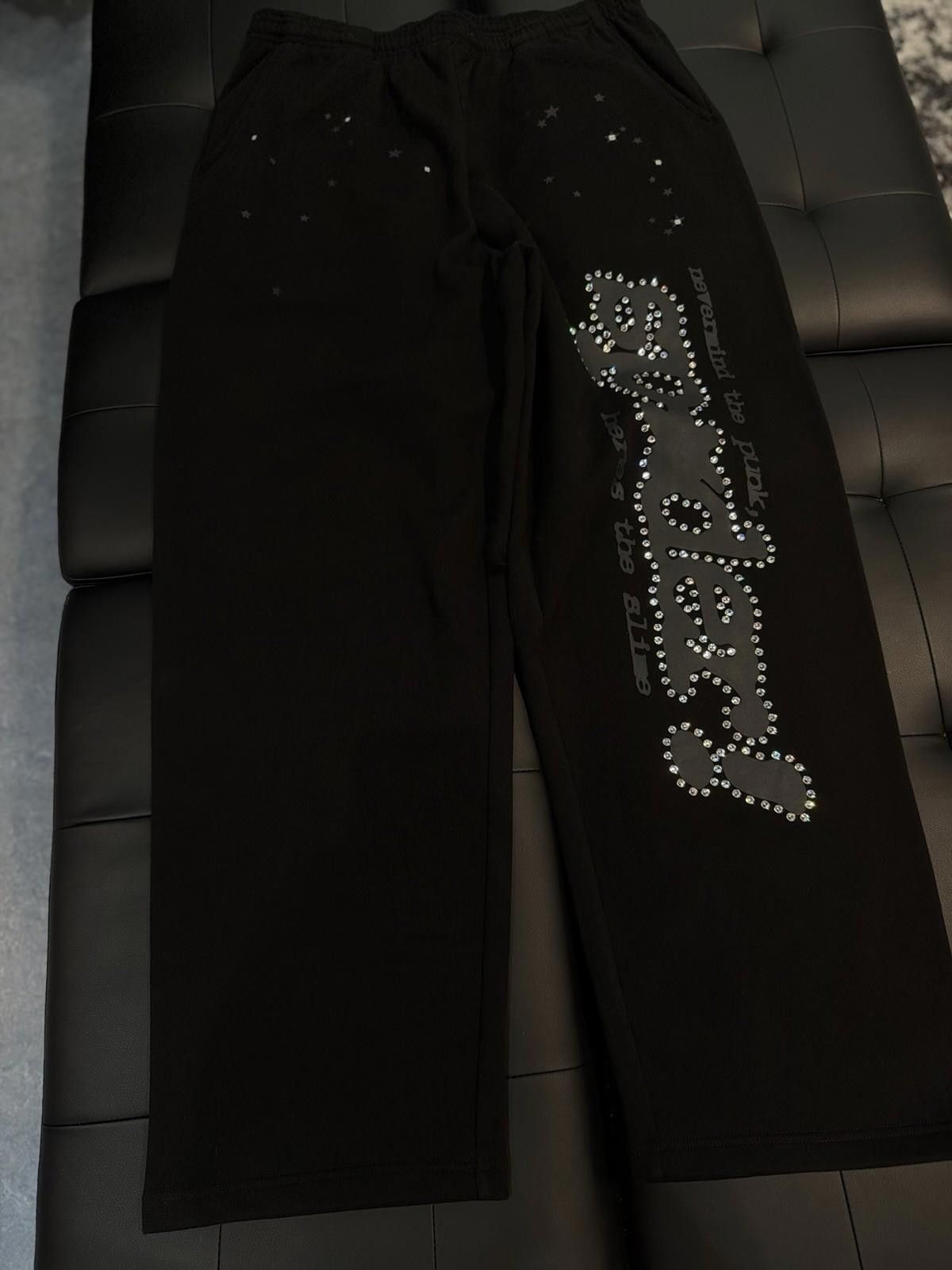 Sp5der Size Xl Sp5der Worldwide Black VVS Stone Sweatpants Spider Size US 36 / EU 52 - 4 Thumbnail