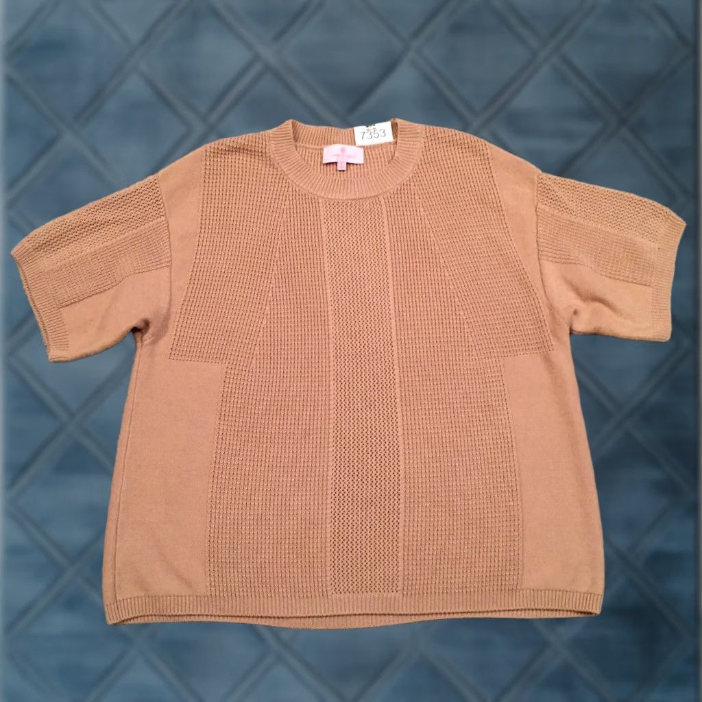 Vintage Laurie Felt Sweater Womens XL Beige Short Sleeve Knit Cotton Blend Size XL / US 12-14 / IT 48-50 - 1 Thumbnail