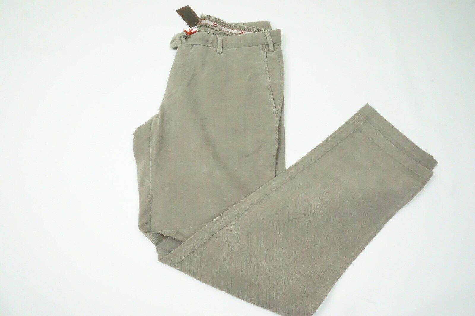 image of Isaia Tinto Slim Brown Textured Cotton Blend Casual Men Chin (Size 32)