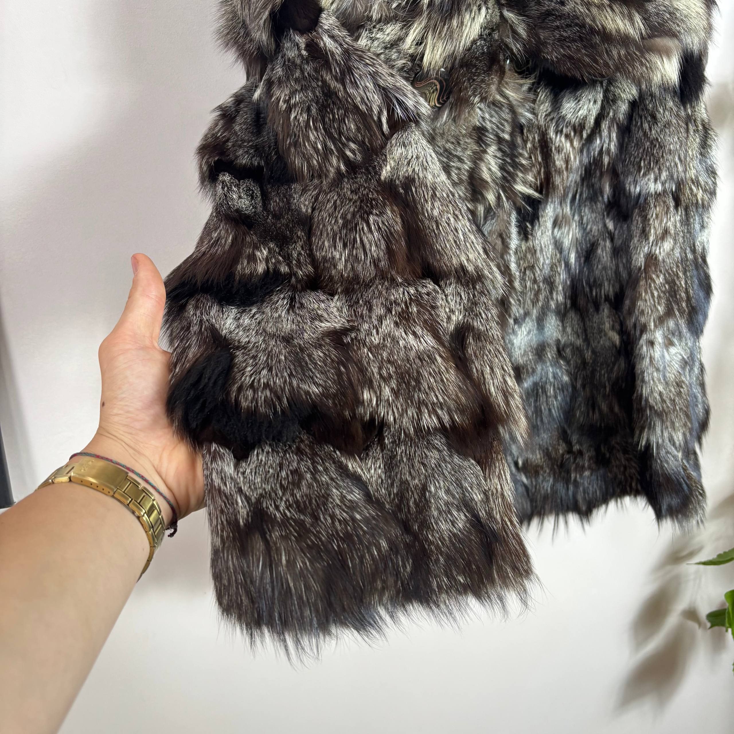 Other REAL BLACK SILVER FOX FUR COAT JACKET VINTAGE Size US M / EU 48-50 / 2 - 3 Thumbnail