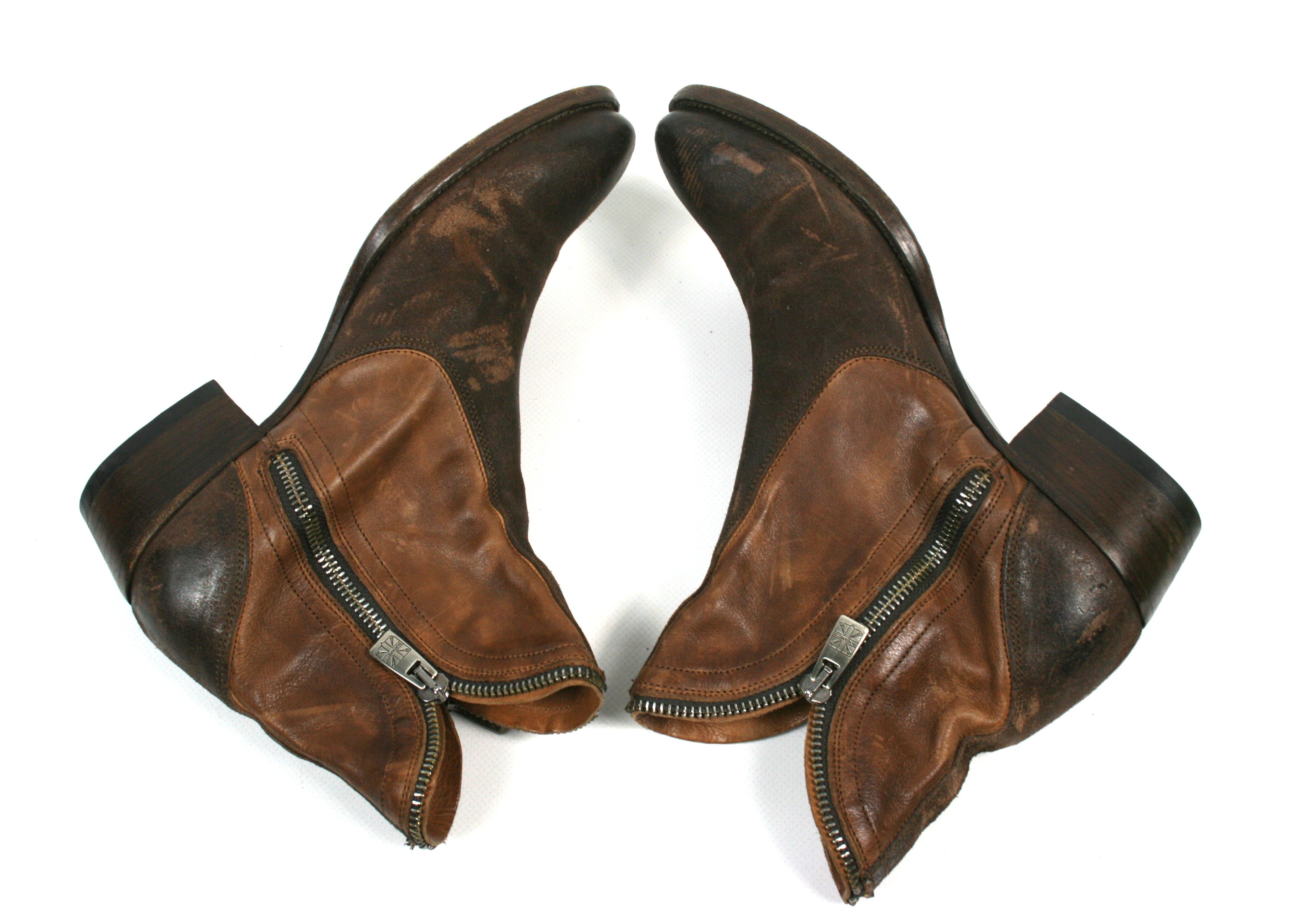 Pantanetti Biker Distressed Zip All Over Leather Boots Size US 7 / IT 37 - 6 Thumbnail