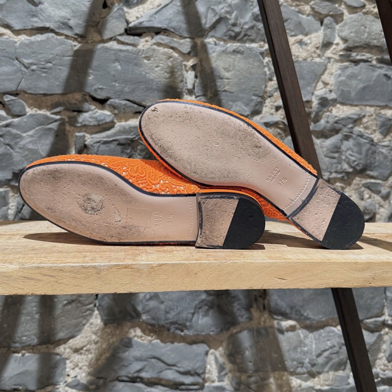 Gucci Gucci Neon Orange Lace Princetown Slippers Size US 7.5 / IT 37.5 - 9 Thumbnail