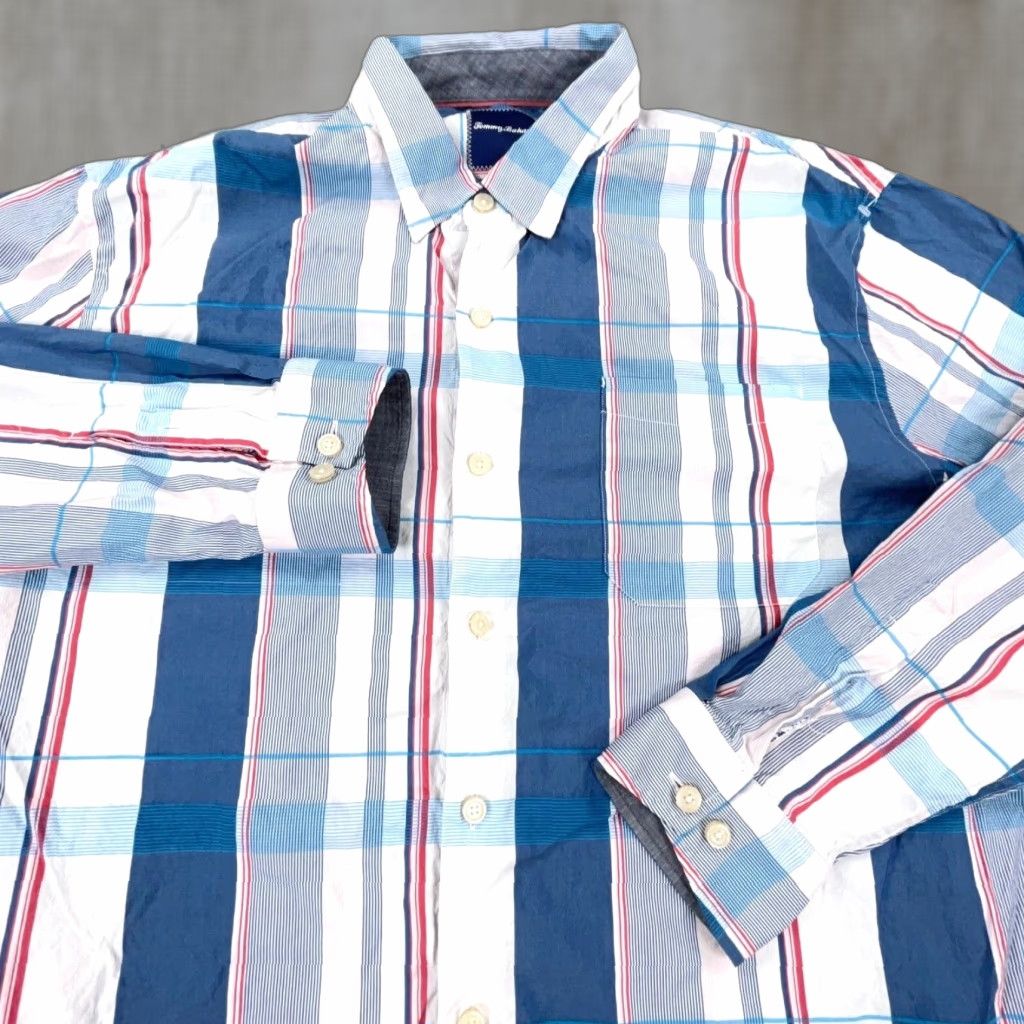 Tommy Bahama Tommy Bahama Shirt Men XL Blue Plaid Button-Up Cotton Silk Casual Beach Hawaiian Mens Size US XL / EU 56 / 4 - 1 Thumbnail