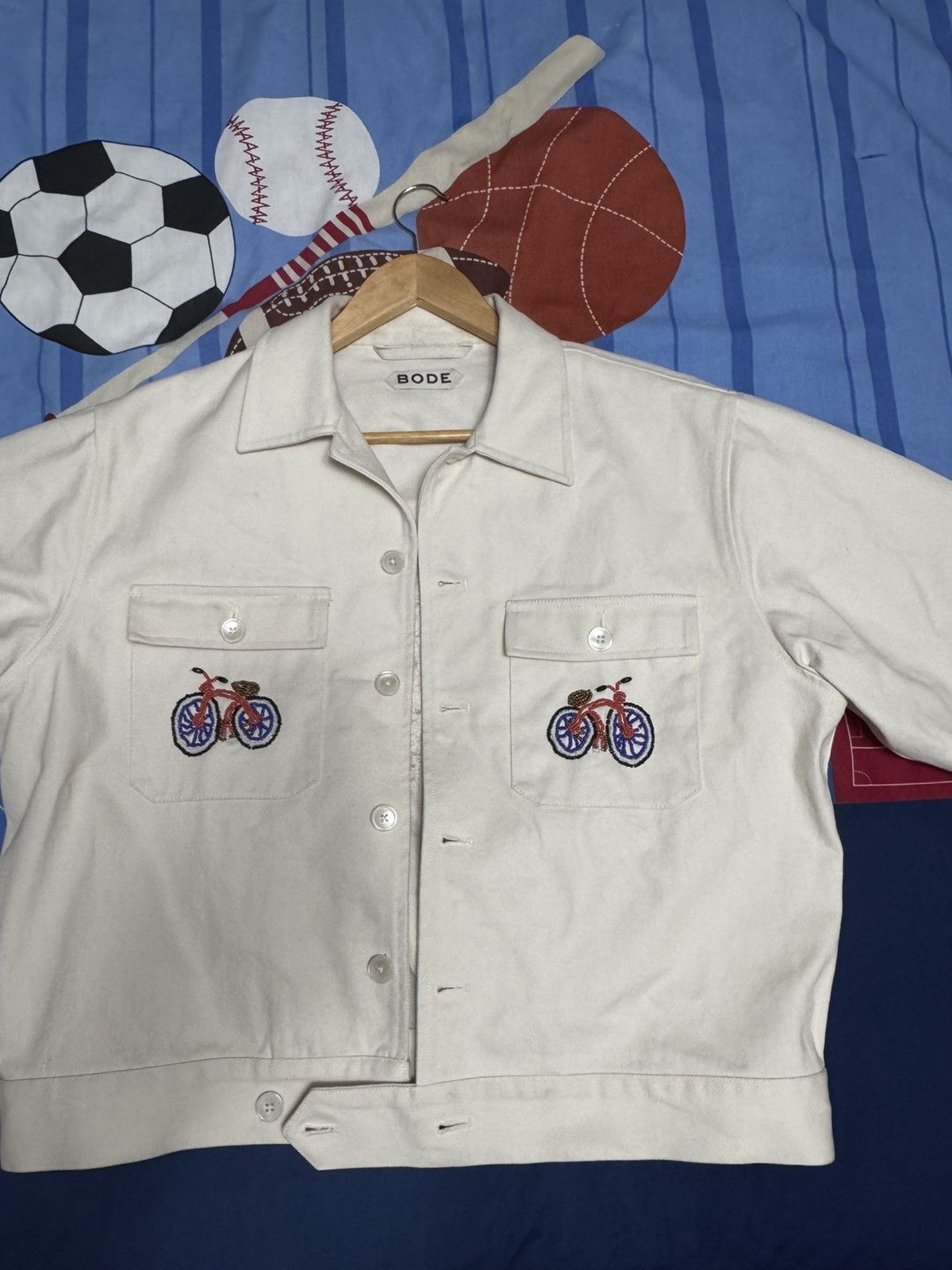 Bode Bode Off-White Beaded Bicycle Jacket Size US XL / EU 56 / 4 - 1 Thumbnail