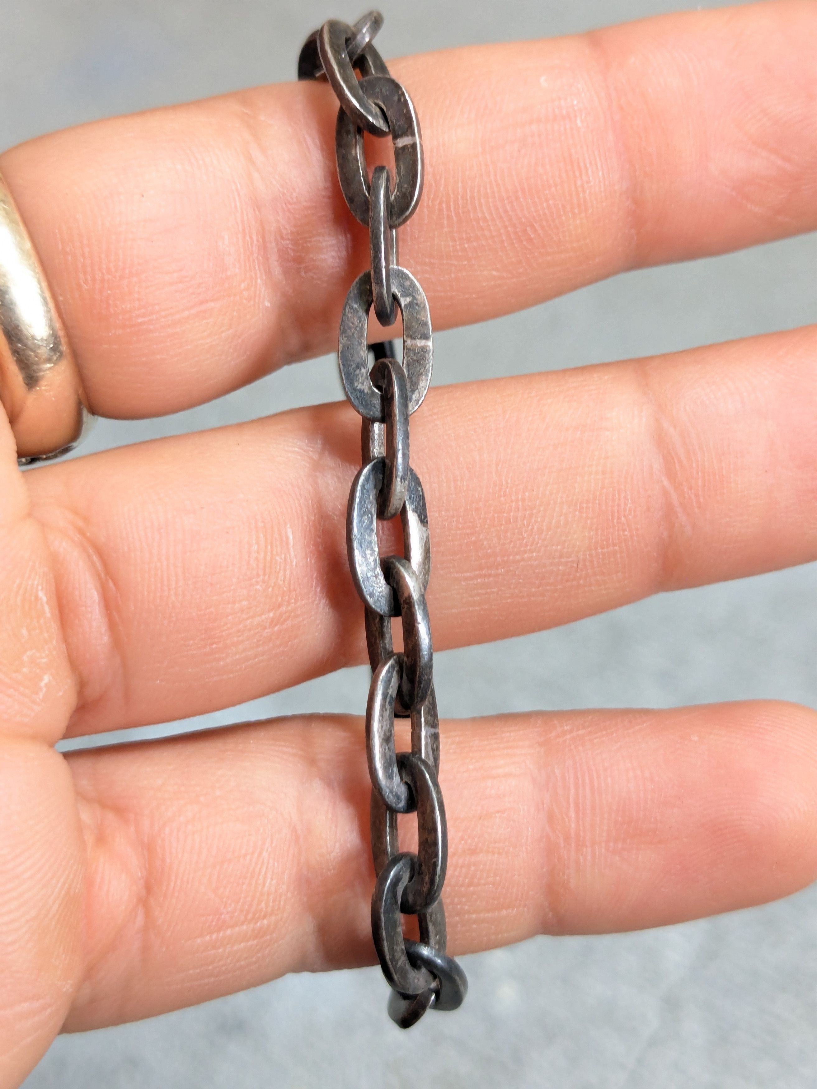 Jewelry Vintage Sterling Silver Bracelet Oval 7" Chain Link Size ONE SIZE - 5 Thumbnail