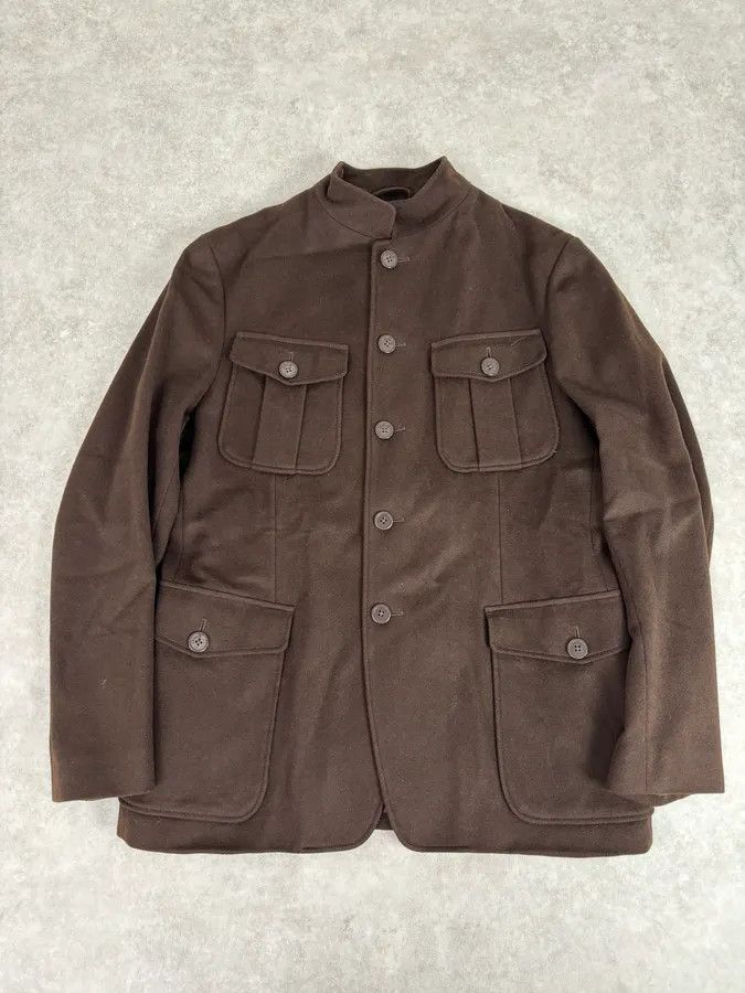 Armani Collezioni Armani Officer Brown Wool Pocket Jacket Size US M / EU 48-50 / 2 - 1 Thumbnail