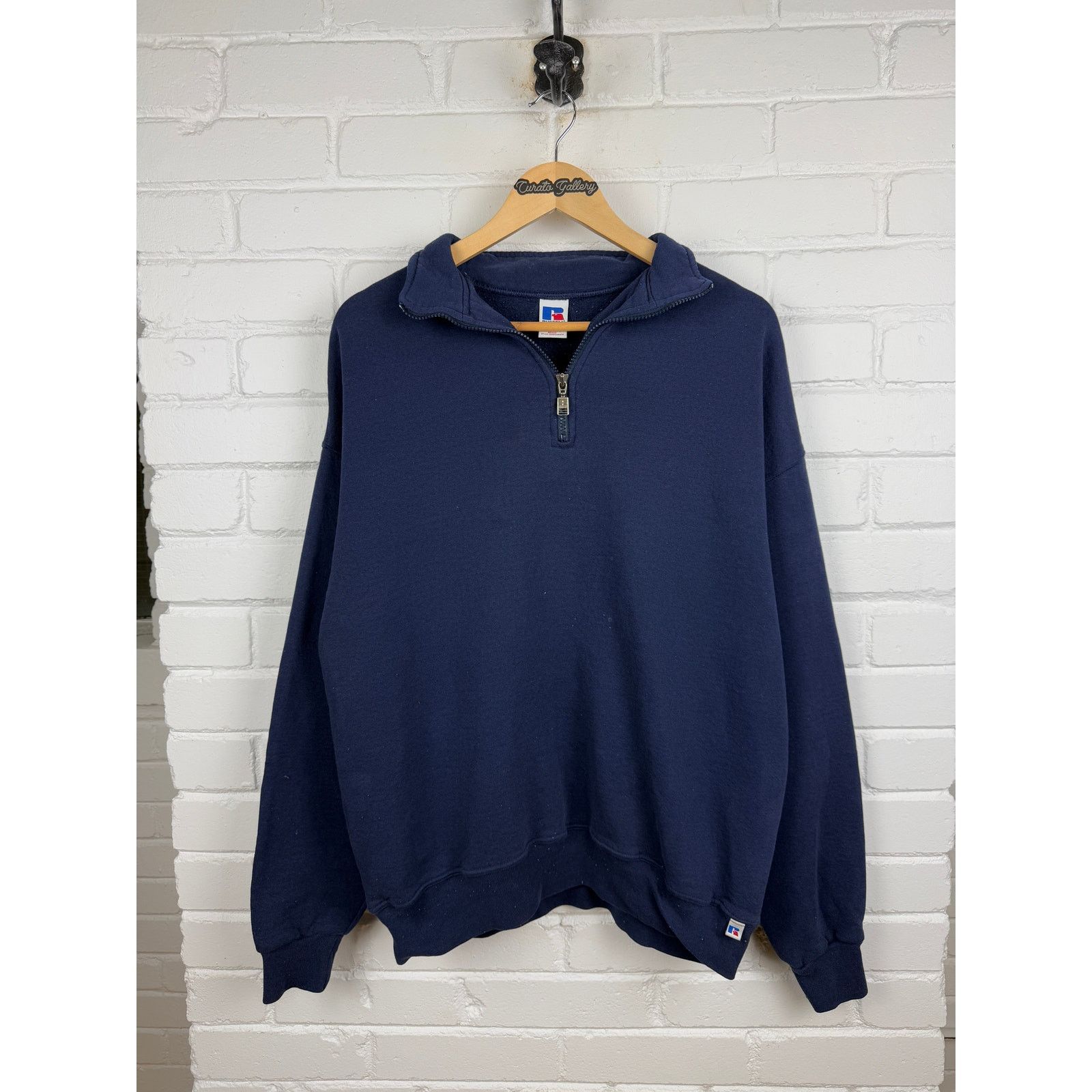 Vintage Vintage Russell Athletic 1/2 Zip Sweatshirt XL Navy Blue Size US XL / EU 56 / 4 - 1 Thumbnail