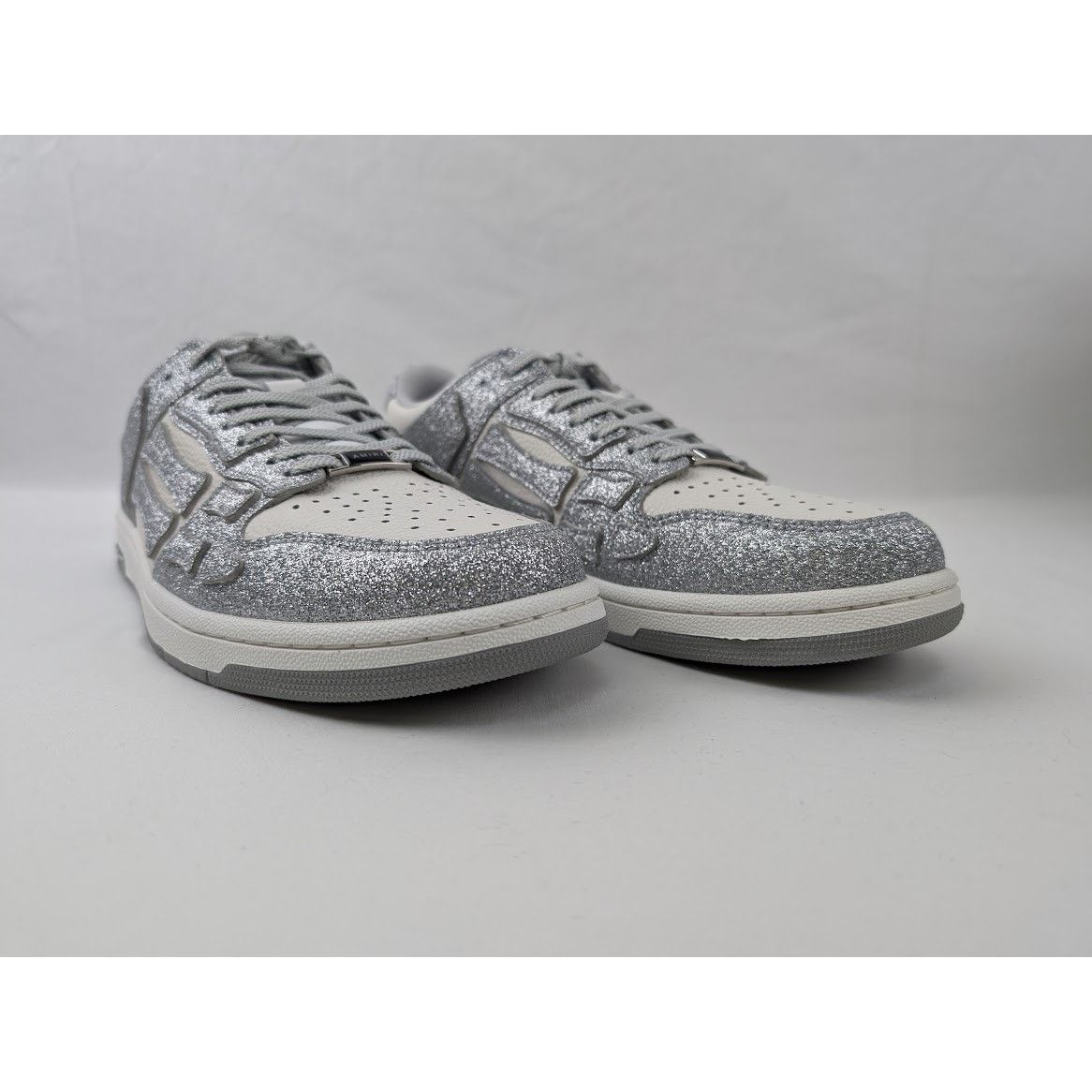 Amiri o1rshd1 Shimmer Skeleton Top Low Sneaker in Silver/White Size US 11 / EU 44 - 6 Thumbnail