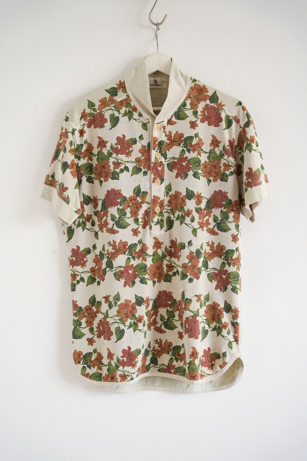 Y's for Men Yohji Yamamoto 00s Floral Polo Short Sleeve Size US L / EU 52-54 / 3 - 1 Thumbnail