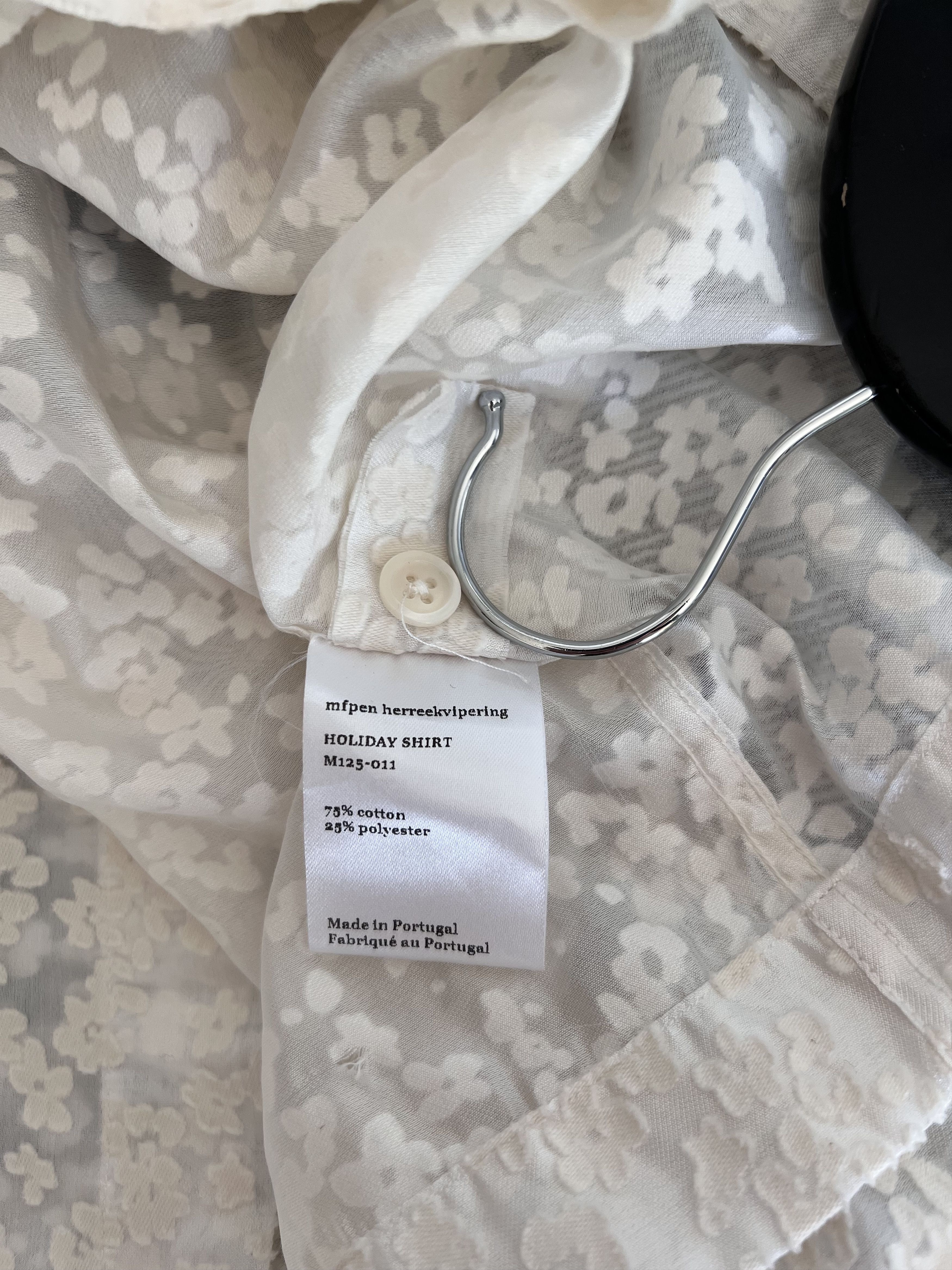 Mfpen mfpen Sheer Floral Holiday Button Up Shirt in White Size US XL / EU 56 / 4 - 9 Thumbnail