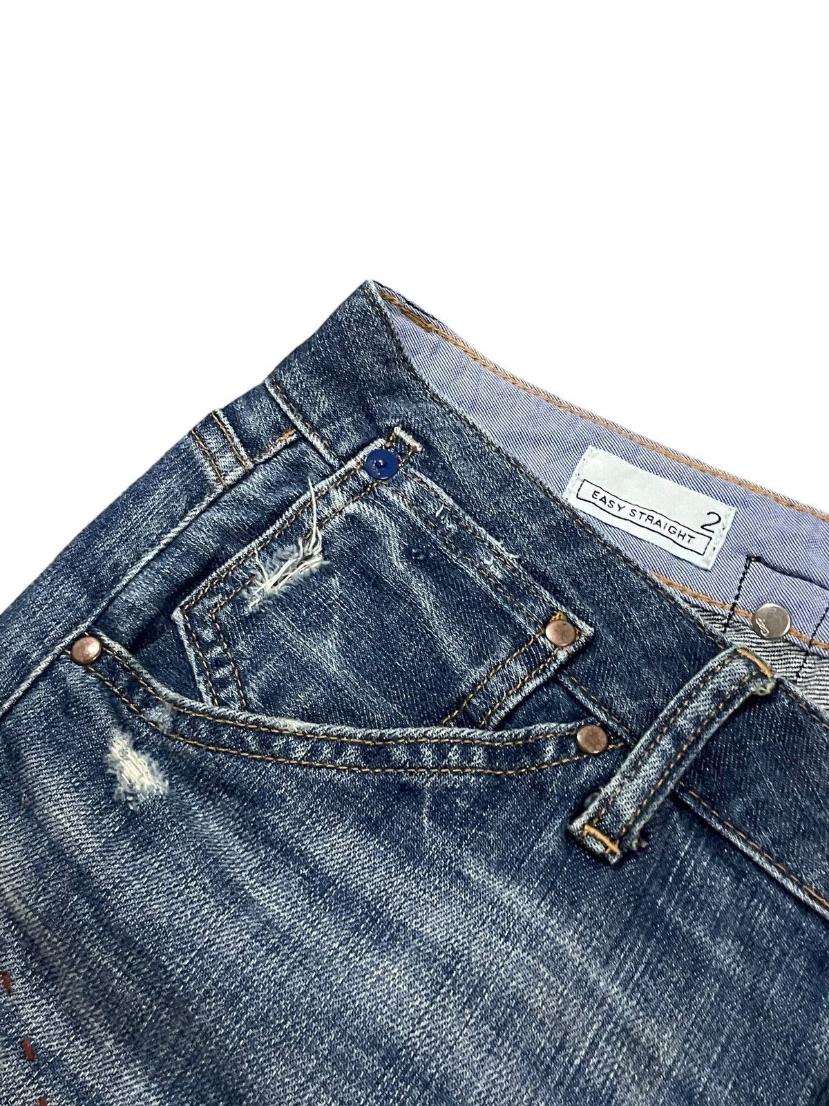 Balenciaga × Gap × Kanye West Vintage Y2K Gap 1960 Easy Straight BlueWash Distressed Jeans Size 31" - 12 Thumbnail