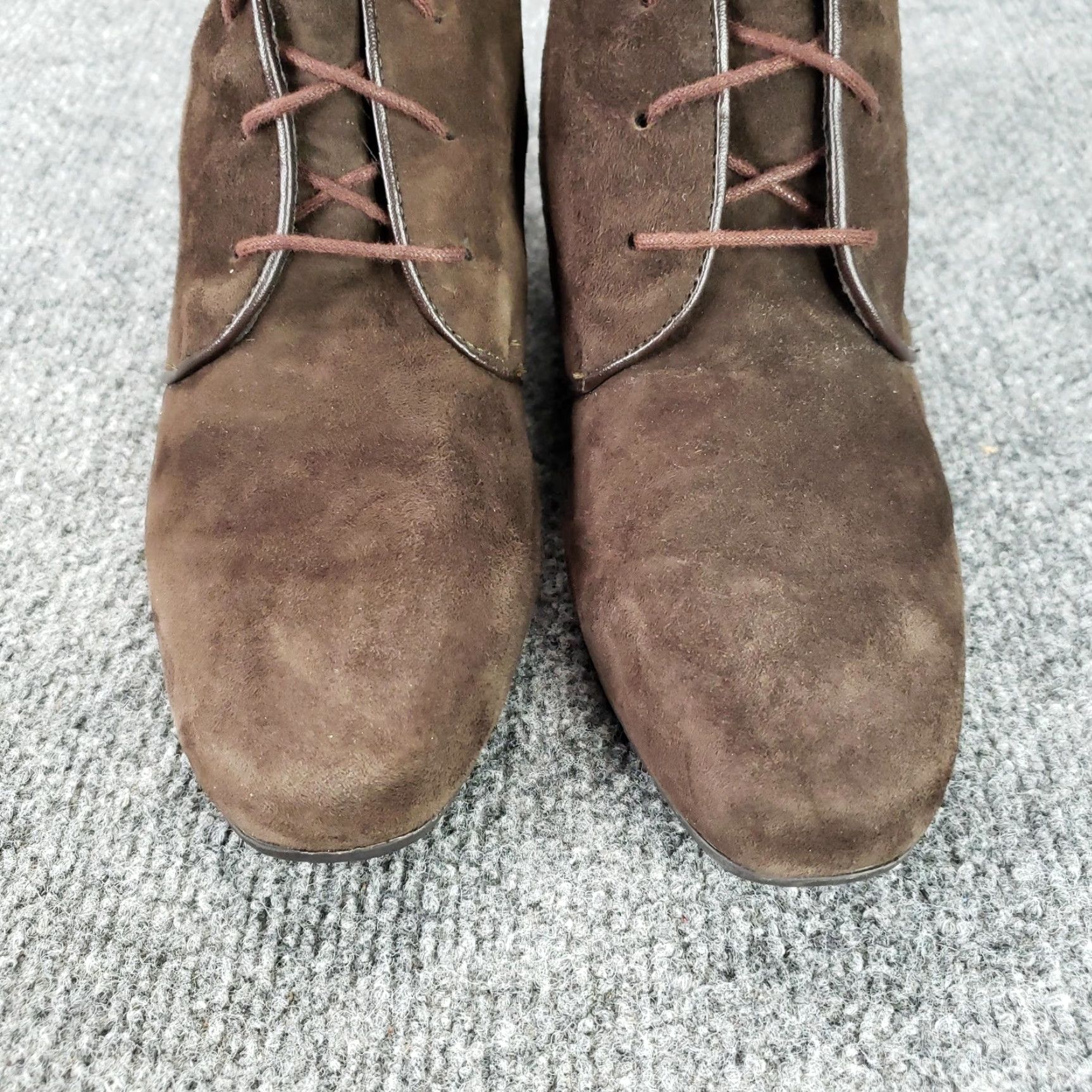 Vintage Munro American Boots Women US Womens 9 Brown Suede Ankle Wedge Booties Lace Up Size US 9 / IT 39 - 3 Thumbnail