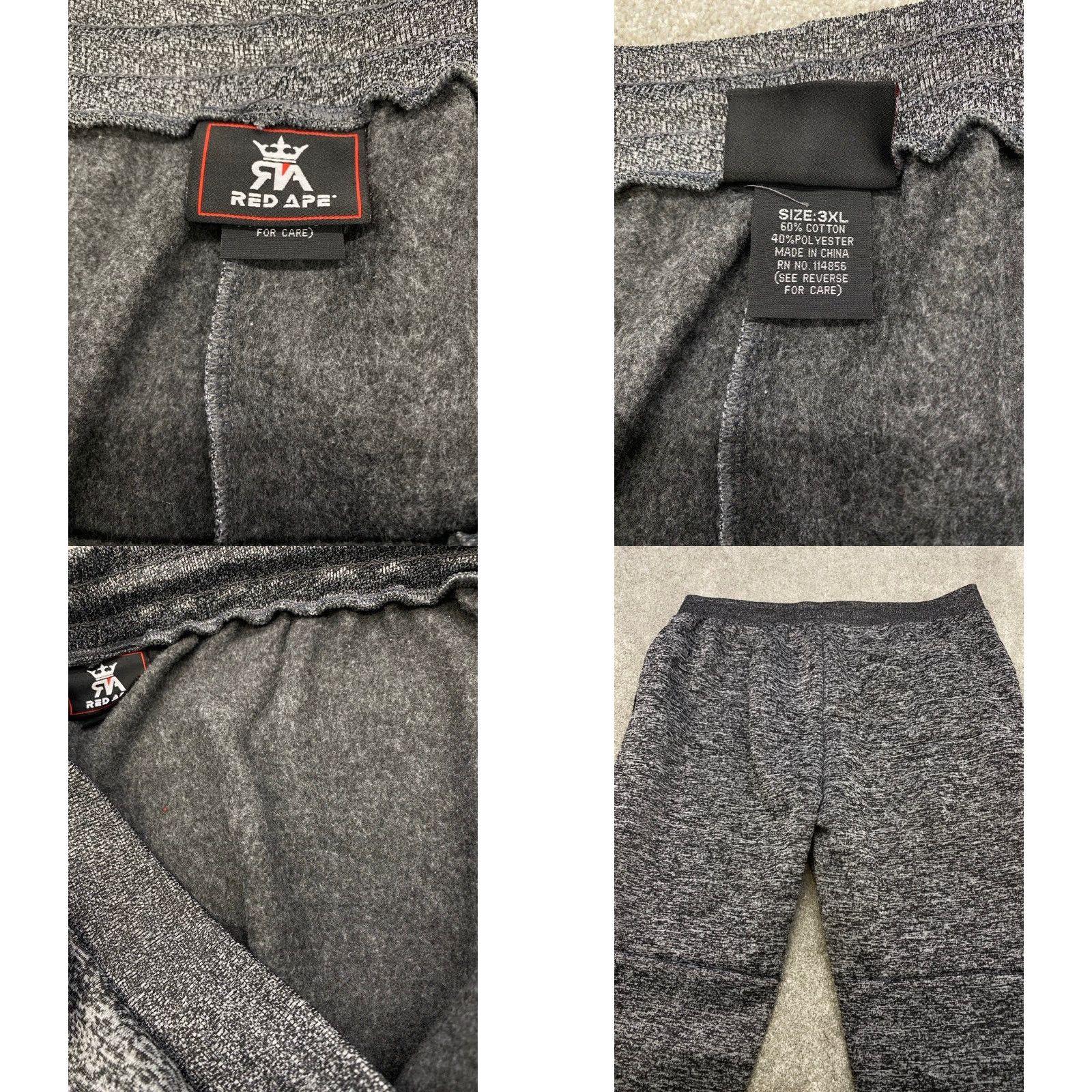 Vintage VINTAGE Red Ape Sweatpants Mens 3XL Black Gray Heather Fleece Drawstring Pockets Size US 40 / EU 56 - 8 Thumbnail
