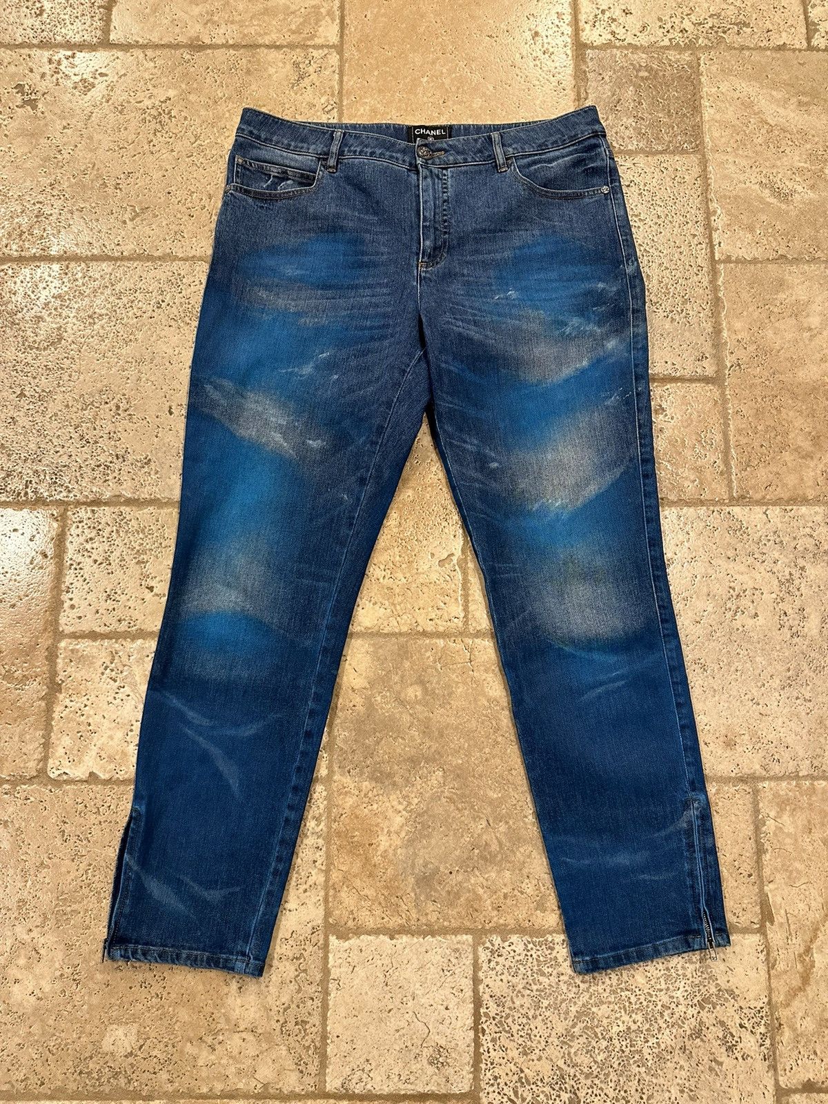 Chanel Chanel Coco Decorative Gradient Blue Painted Denim Jeans Size 34" / US 12 / IT 48 - 12 Thumbnail