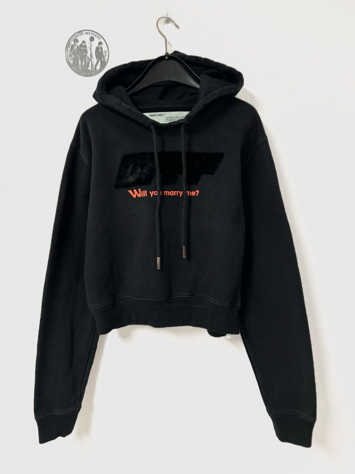 Off-White FW2018 “Will You Marry Me?” Cropped Hoodie Size US XS / EU 42 / 0 - 1 Thumbnail