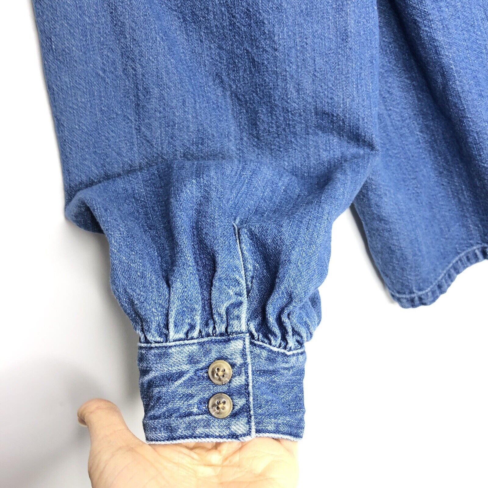 J.Crew J. Crew Squareneck Chambray Top S Puff Peasant 3/4 Size S / US 4 / IT 40 - 4 Thumbnail