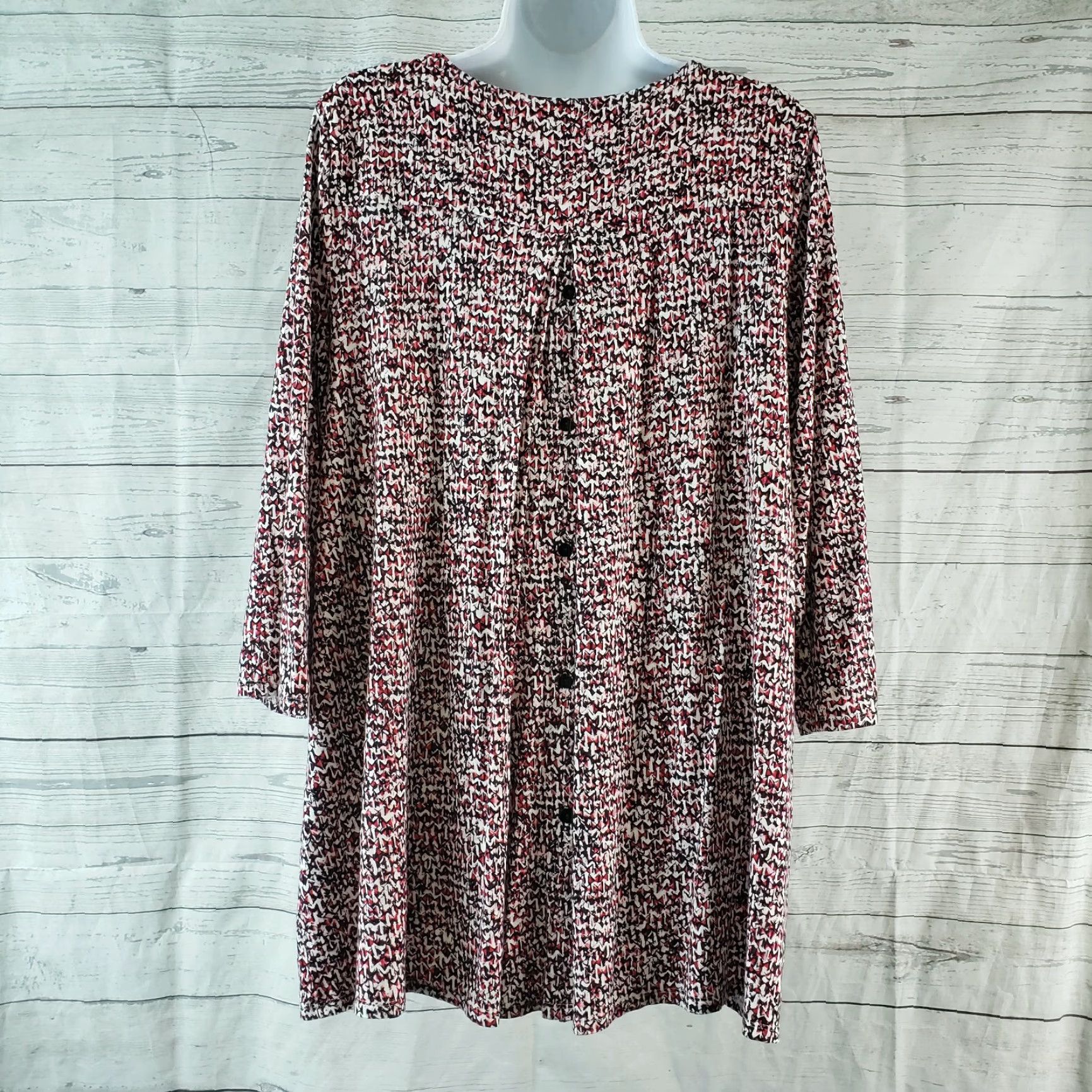 J. Jill J Jill Wearever Collection Womens Blouse Shirt 3/4 Sleeve Scoop Neck Black Red L Size L / US 10 / IT 46 - 4 Thumbnail