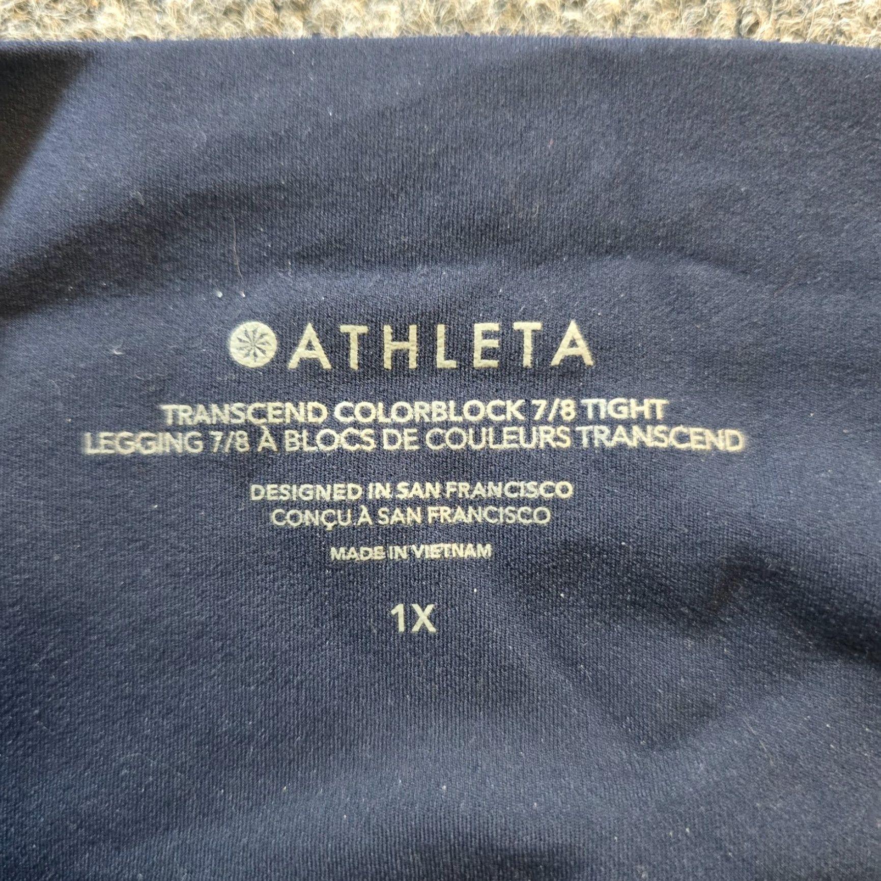 Athleta Athleta Leggings Women 1X Colorblock Blue 7/8 Tight Stretch Athletic Cropped Transcend Activewear 23 in Inseam Size 40" / US 18 - 3 Thumbnail