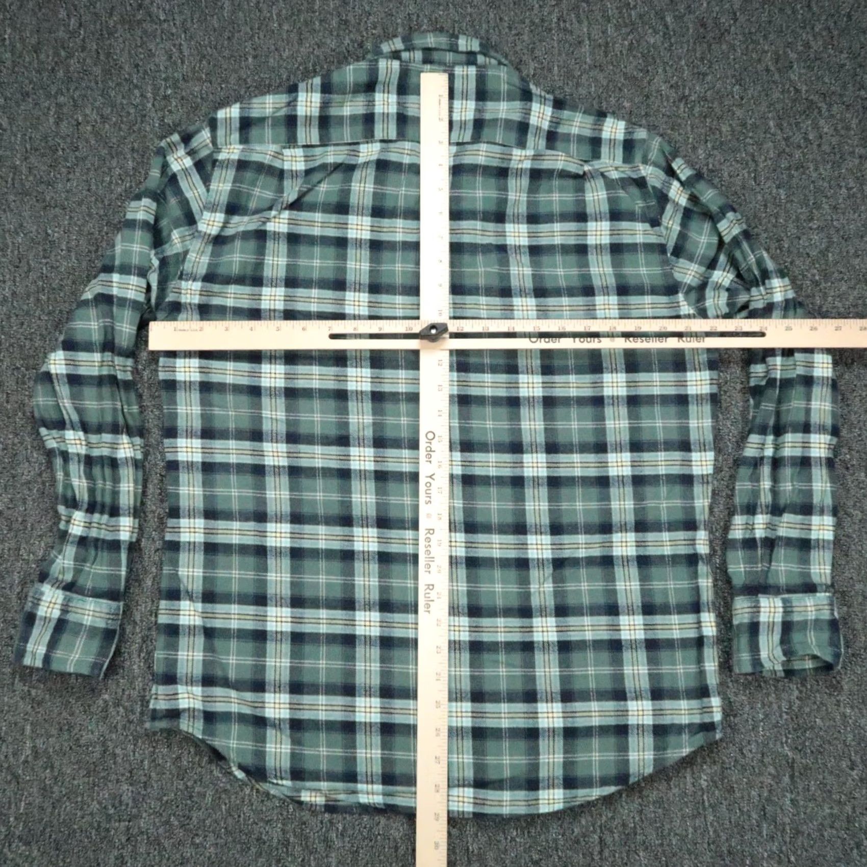 Relwen Relwen Shirt Mens M Green Blue Plaid Flannel Long Sleeve Button-Up Pocketed Size US M / EU 48-50 / 2 - 4 Thumbnail