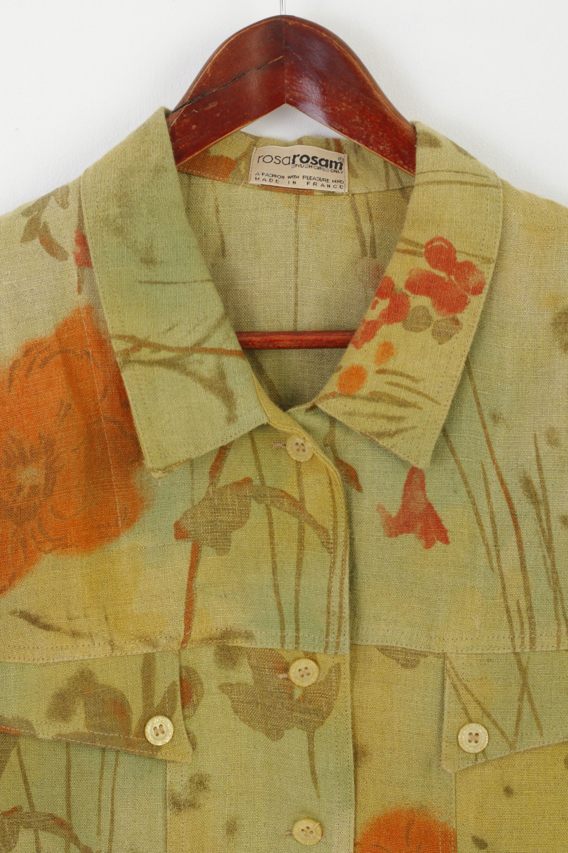 Vintage Rosa Rosam Women 42 M Jacket Green Linen 7713 Size M / US 6-8 / IT 42-44 - 5 Thumbnail