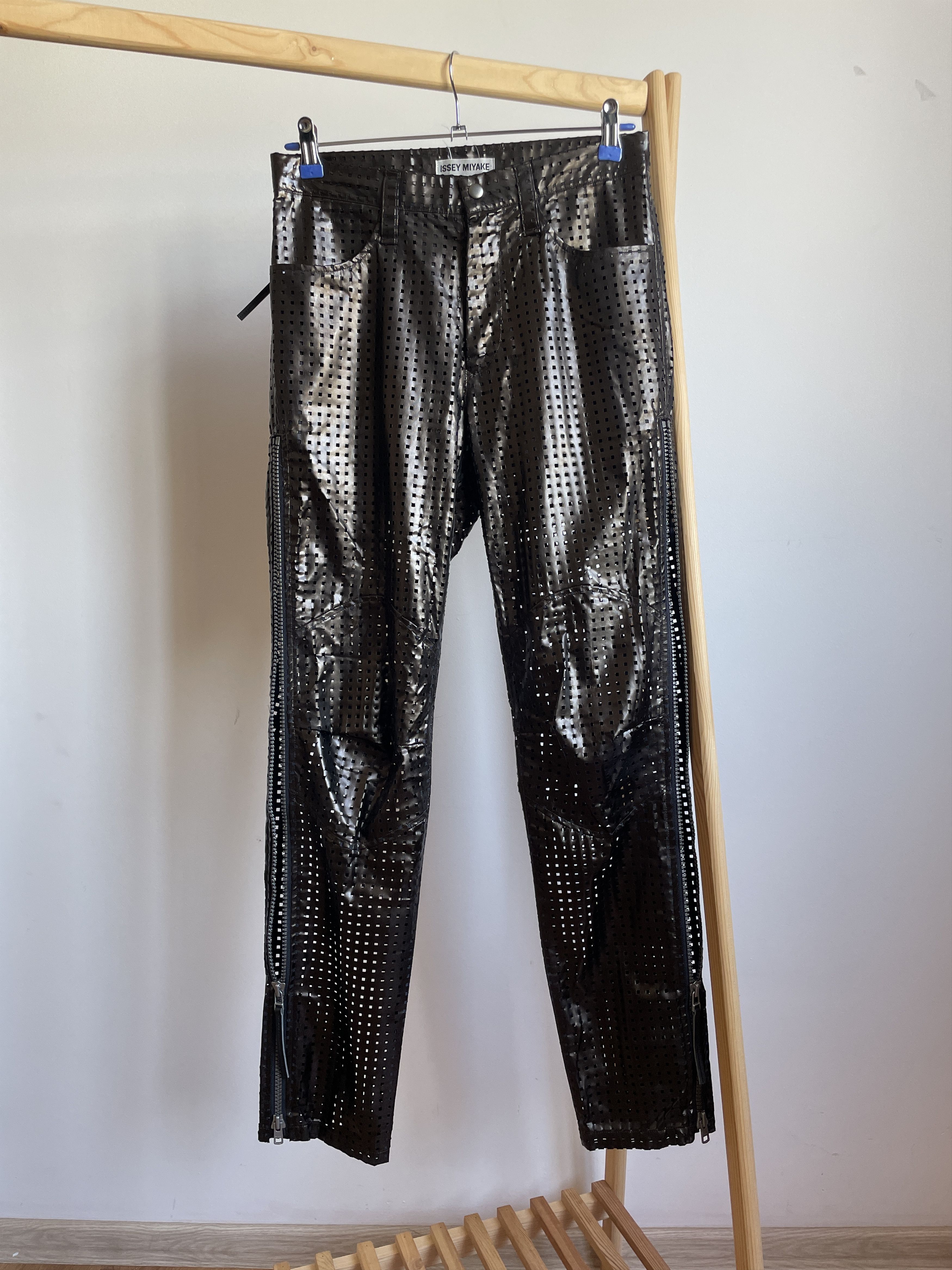 Issey Miyake Issey Miyake S/S 1996 Womens Vinyl Perforated Zip Pants Size 30" / US 8 / IT 44 - 1 Thumbnail